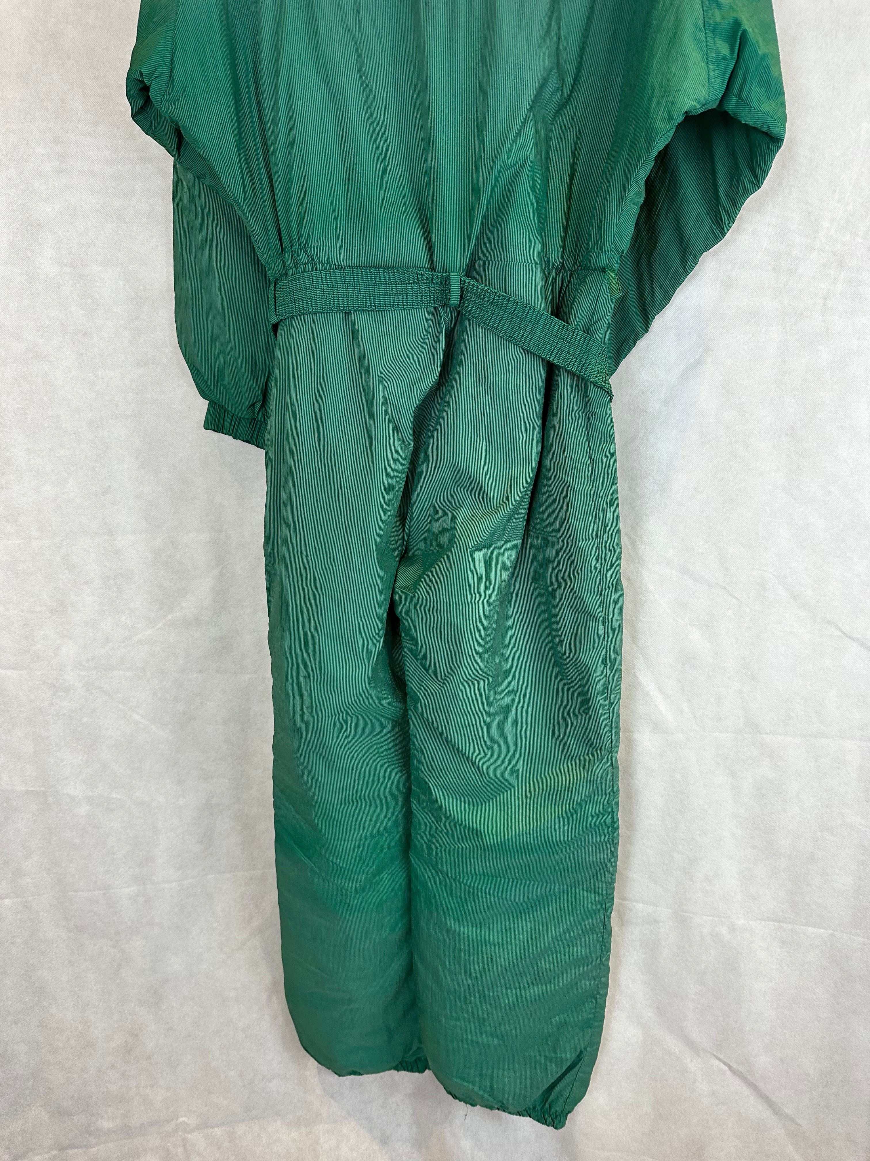 Vintage Skioverall von K-way in grün gestreift in M/L