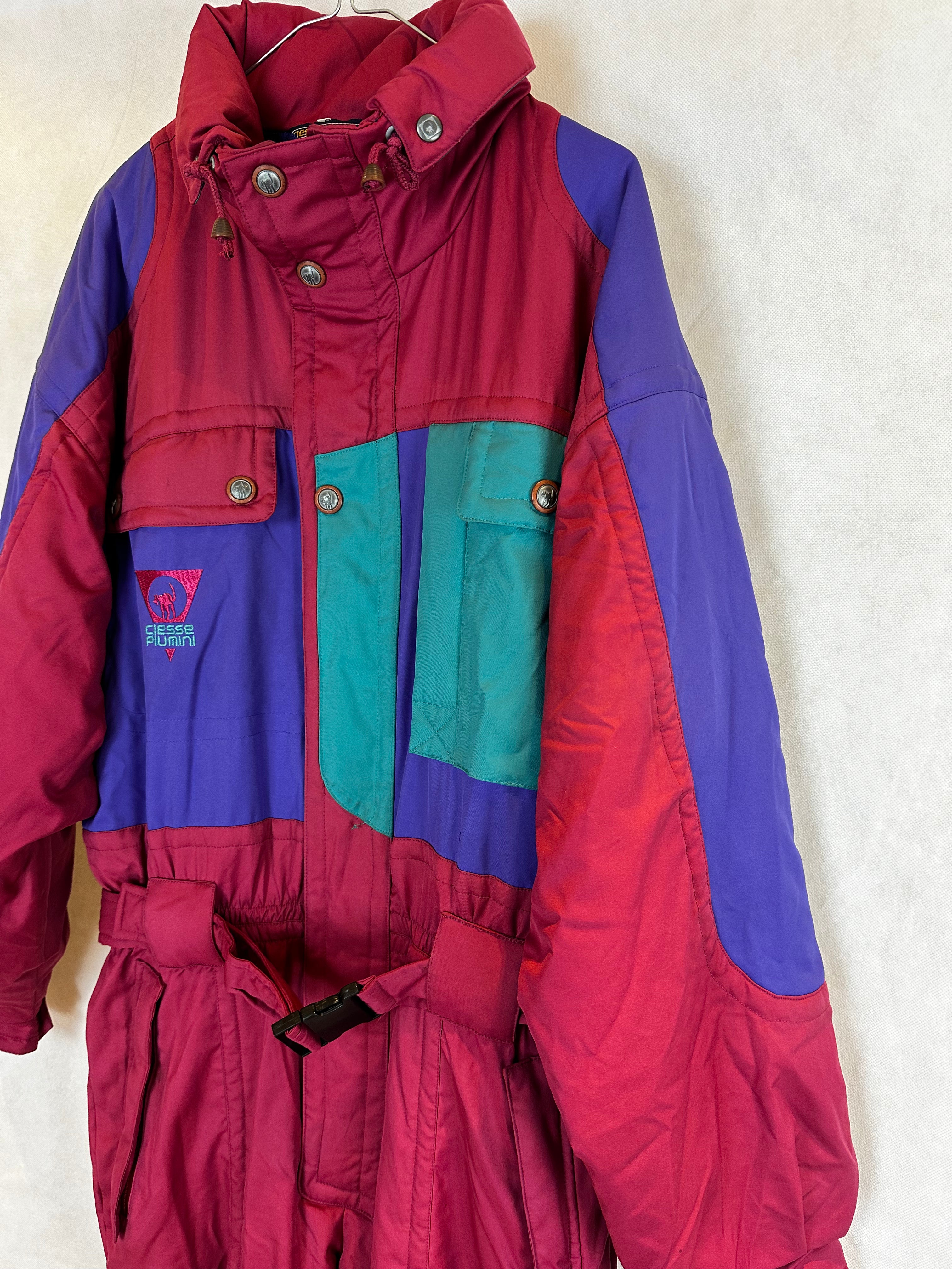 Vintage Skioverall von Dublin in rot/blau in L/XL