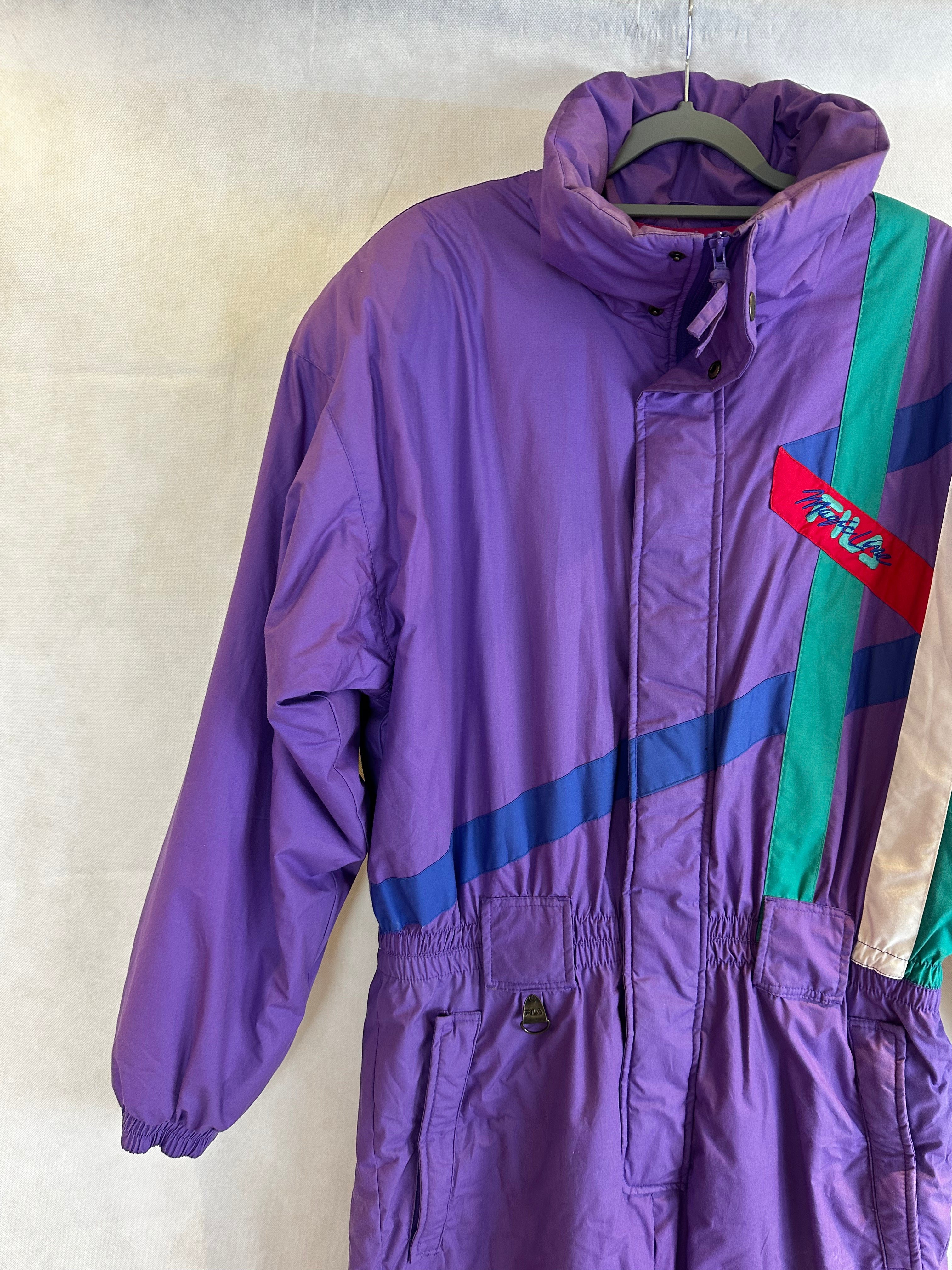Vintage Skioverall von FILA in Lila/grün in L/XL size 52