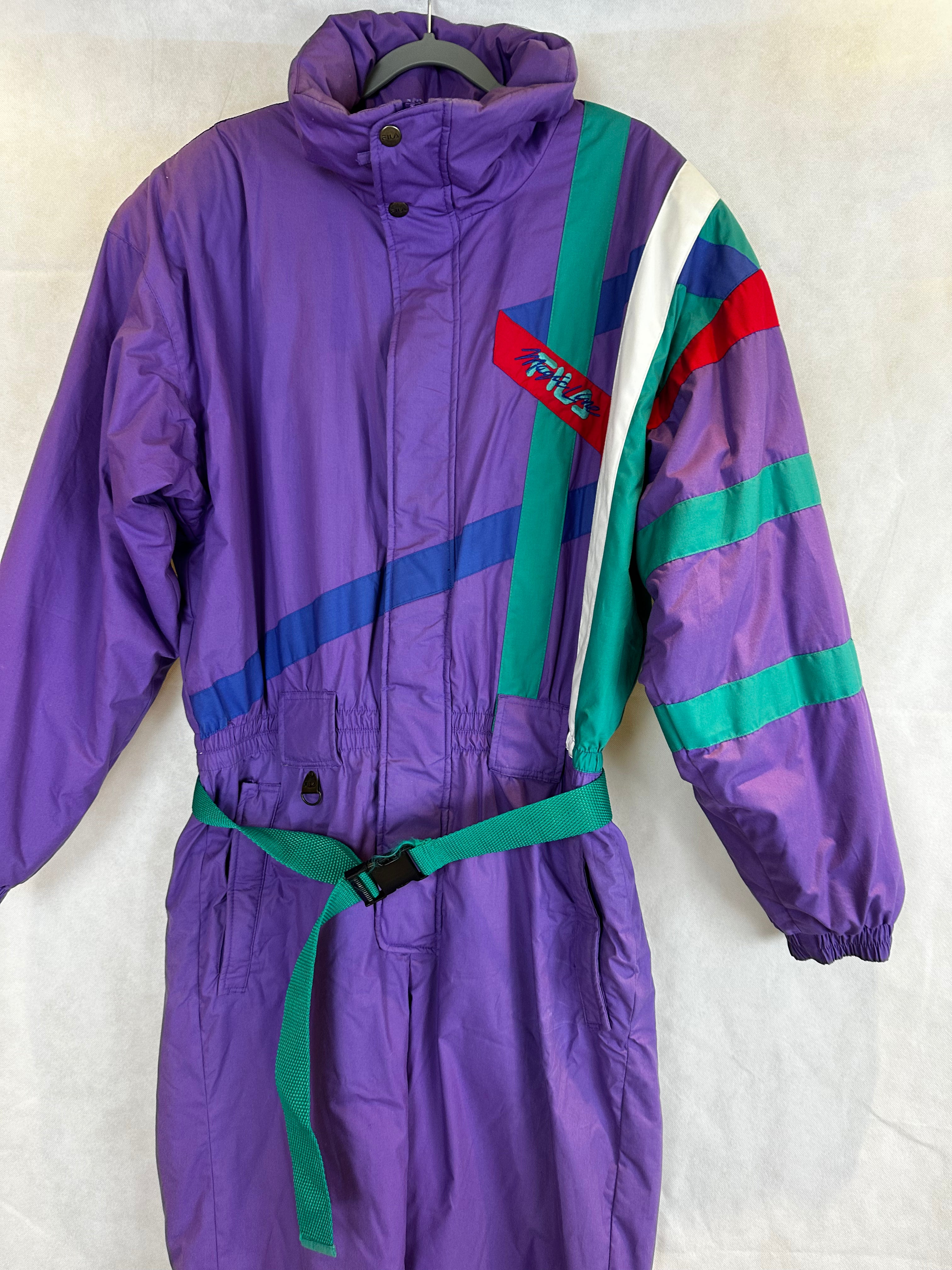 Vintage Skioverall von FILA in Lila/grün in L/XL size 52