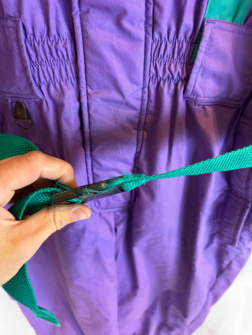 Vintage Skioverall von FILA in Lila/grün in L/XL size 52