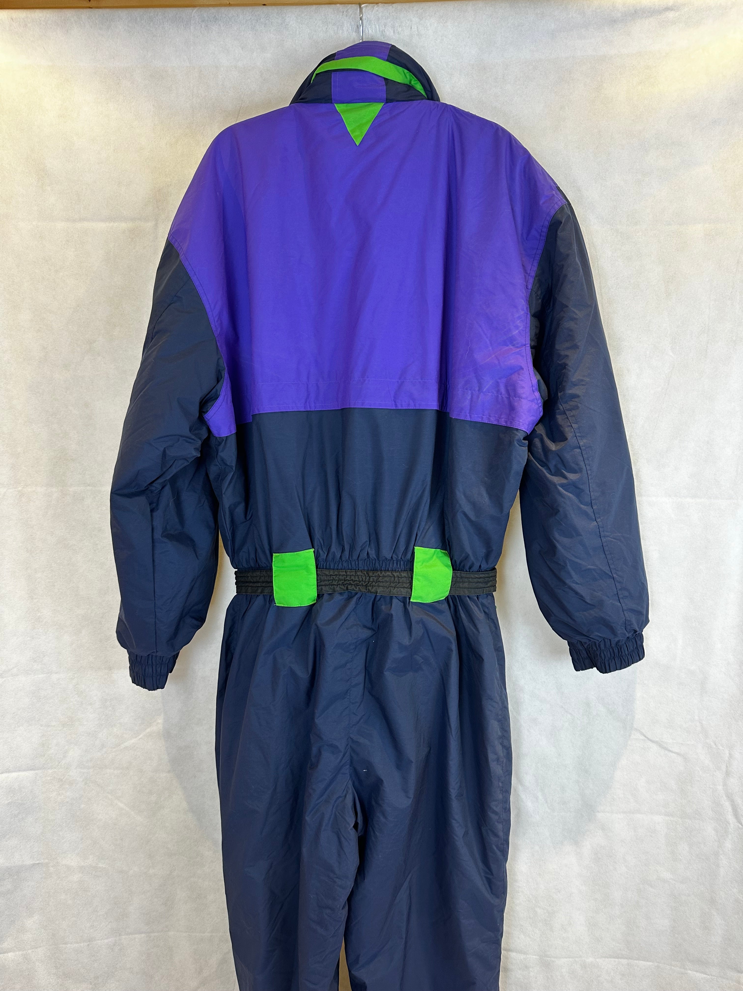 Vintage Skioverall von CAMPRI in schwarz/Lila in L/XL