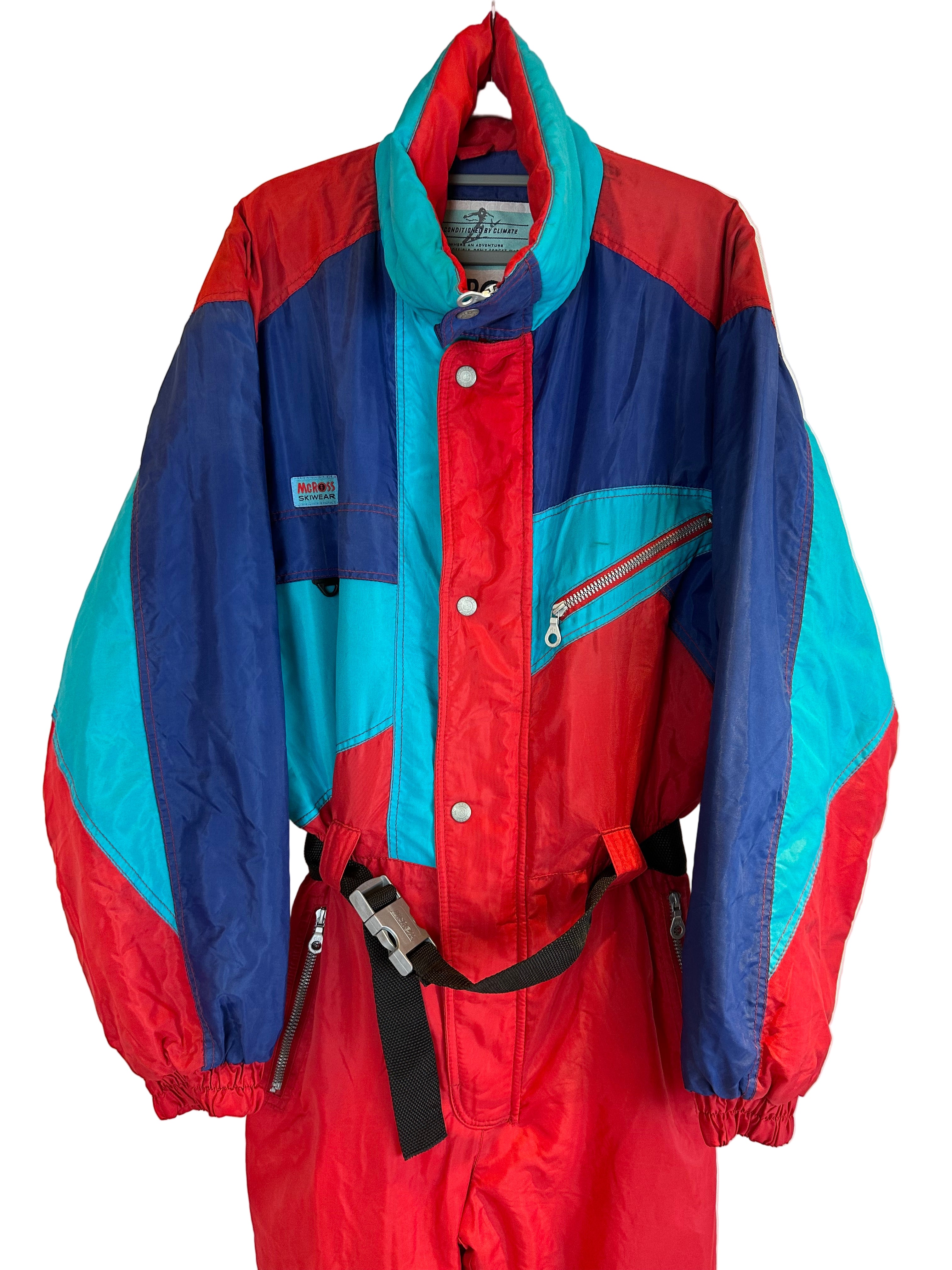 Vintage Skioverall von McRoss in rot/blau in L