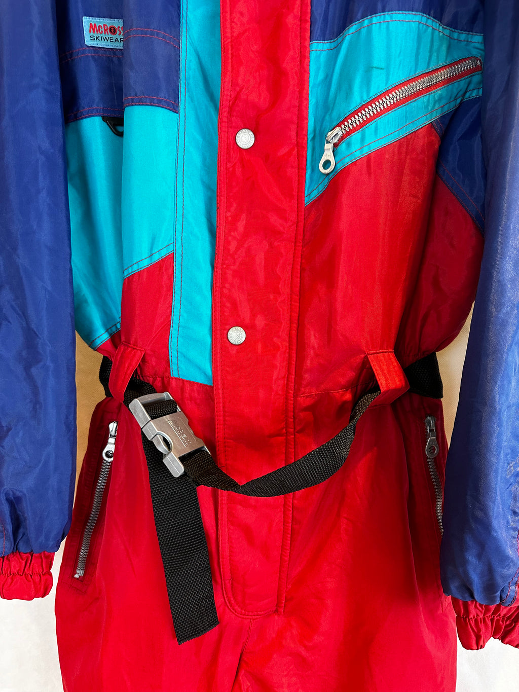 Vintage Skioverall von McRoss in rot/blau in L