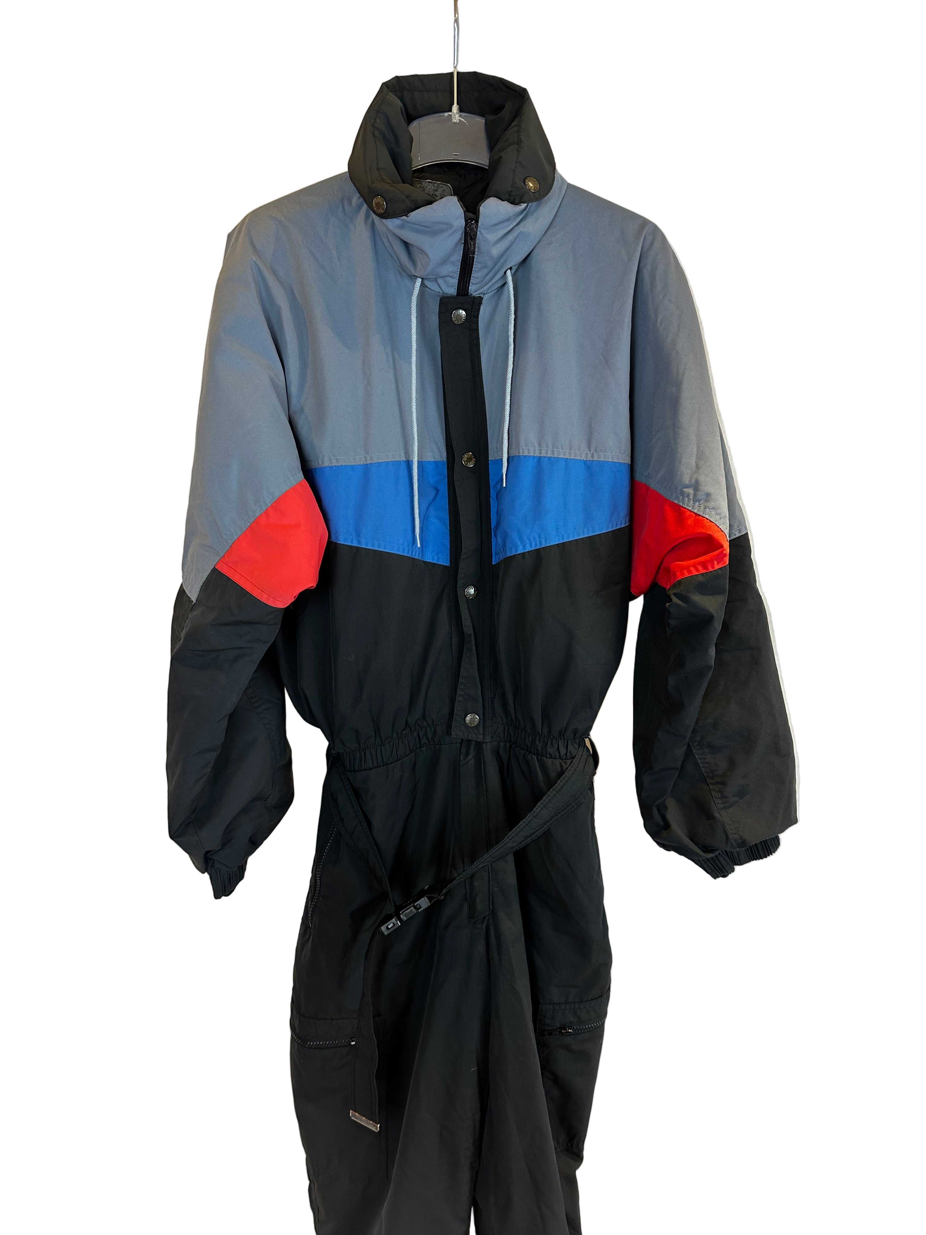 Vintage Skioverall in schwarz/grau in L in SIZE 50