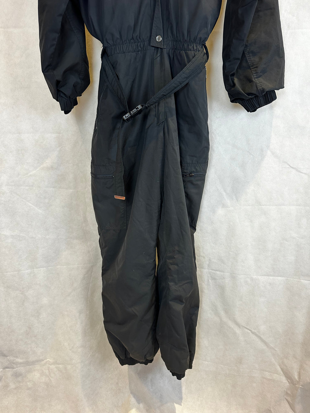 Vintage Skioverall in schwarz/grau in L in SIZE 50