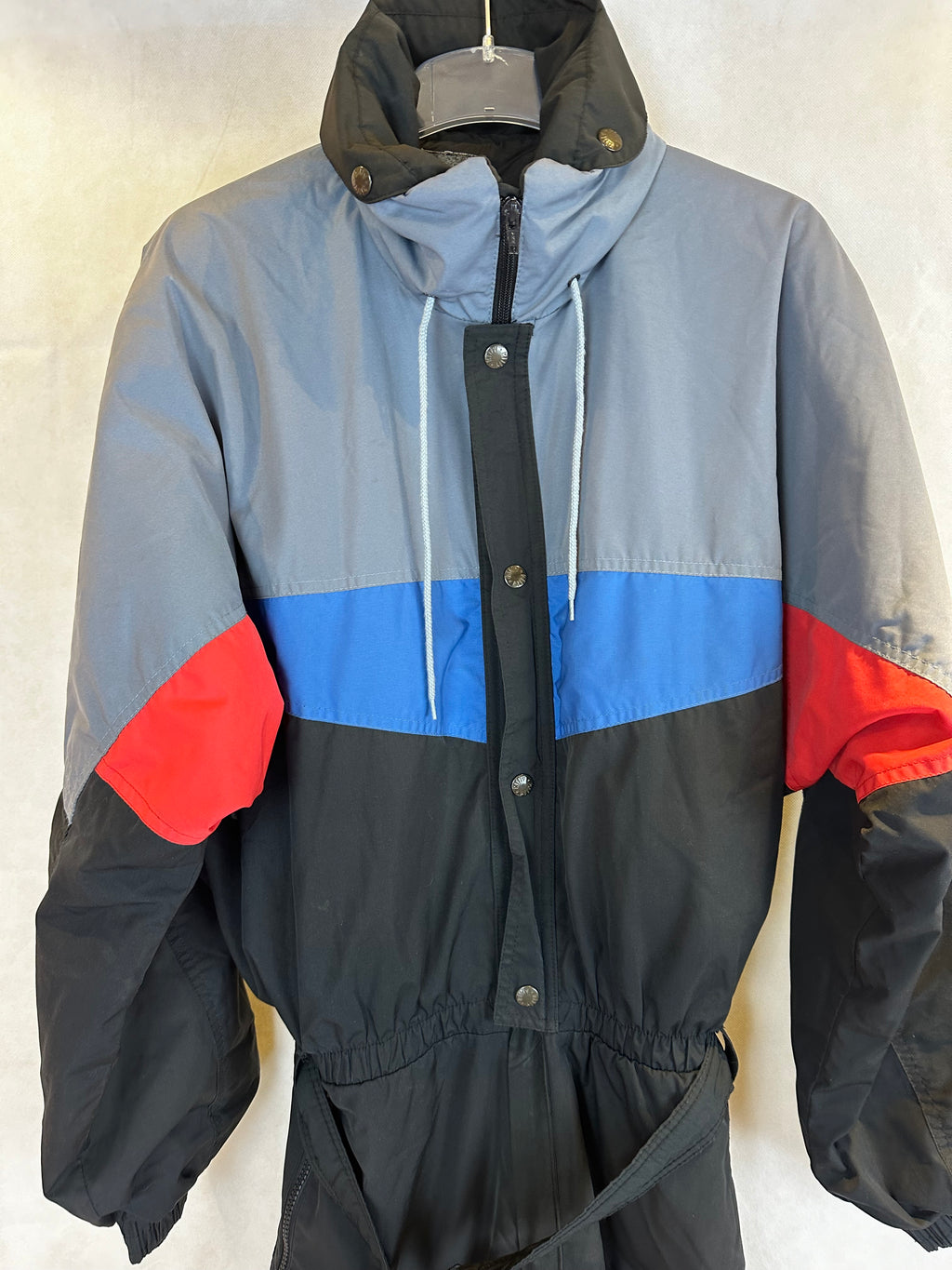 Vintage Skioverall in schwarz/grau in L in SIZE 50