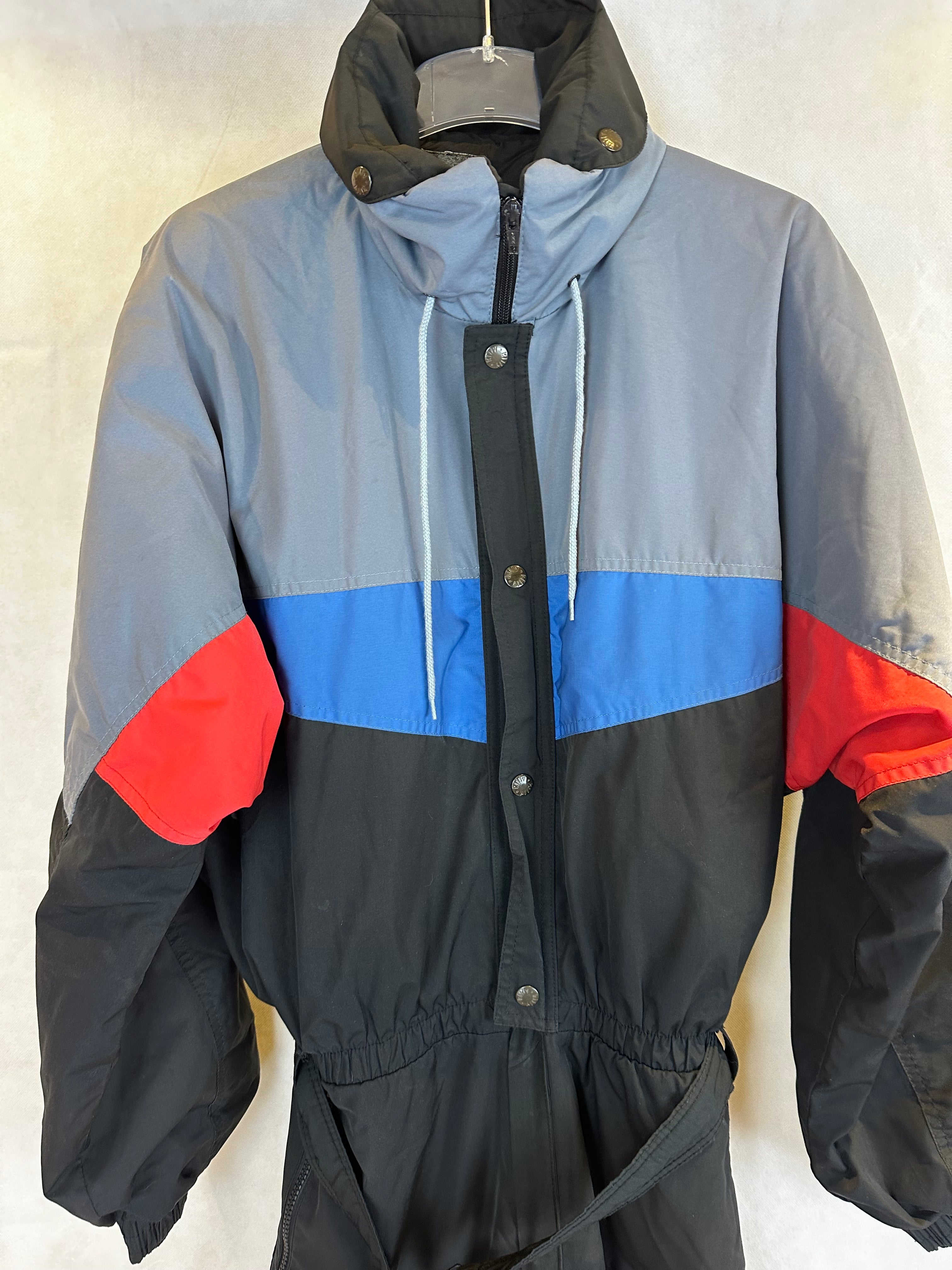 Vintage Skioverall in schwarz/grau in L in SIZE 50