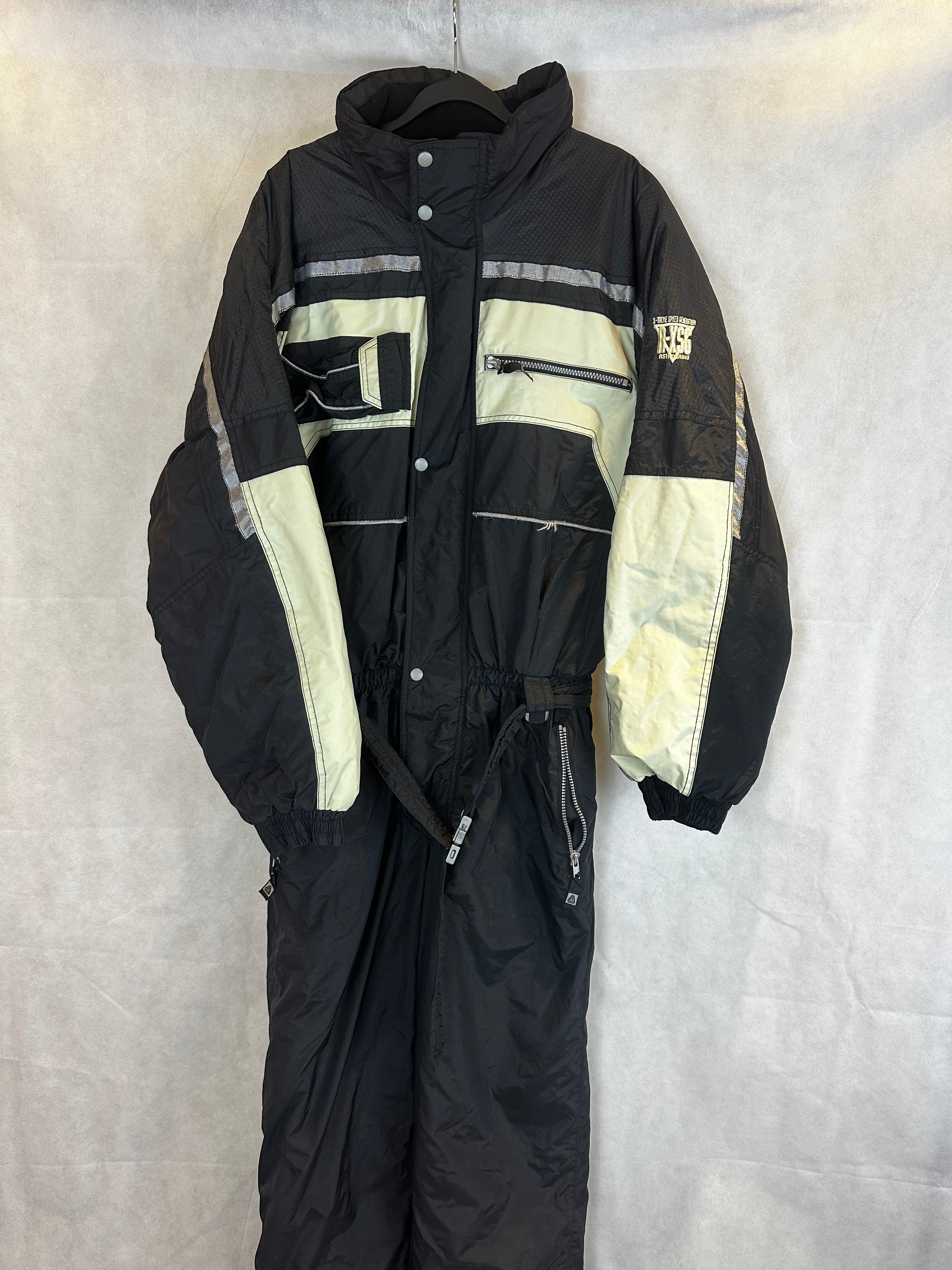 Vintage Skioverall  in Schwarz/weiss in M size 54