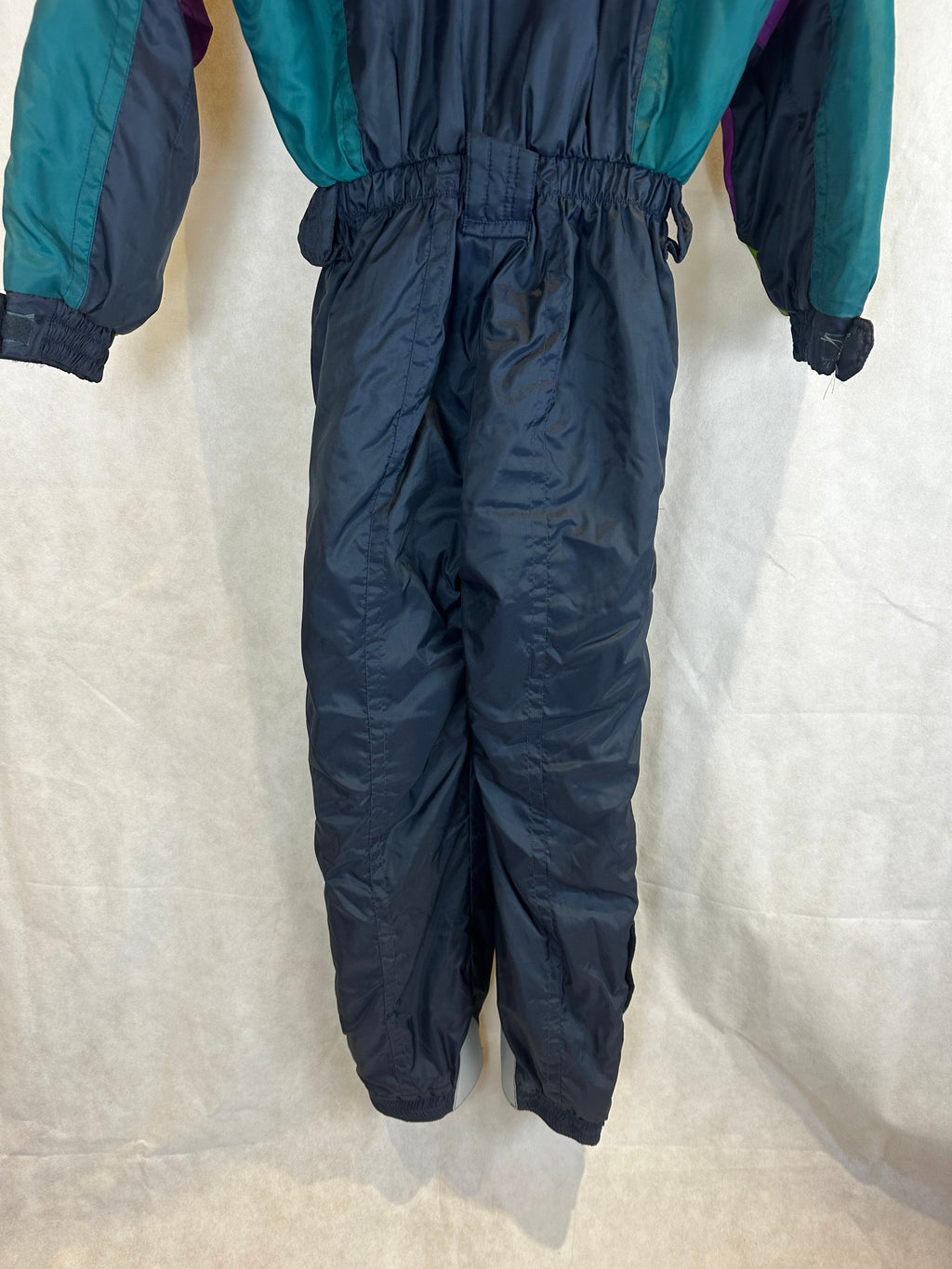 Vintage Skioverall in schwarz/bunt in S/M