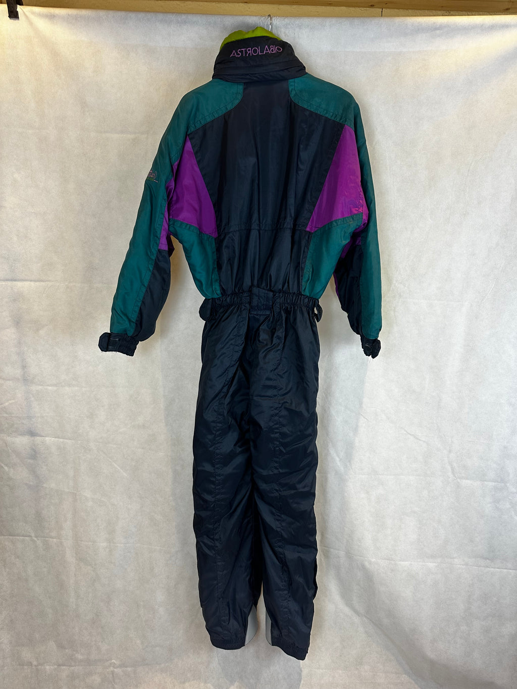 Vintage Skioverall in schwarz/bunt in S/M