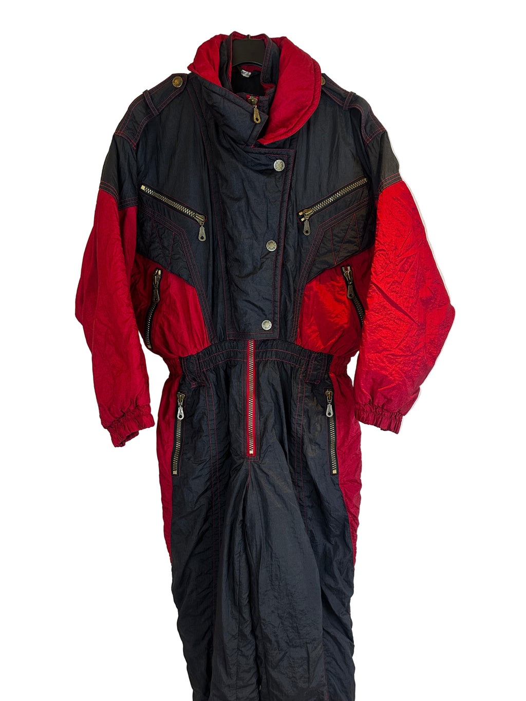 Vintage Skioverall von RODEO in rot/schwarz in M Size 18/44