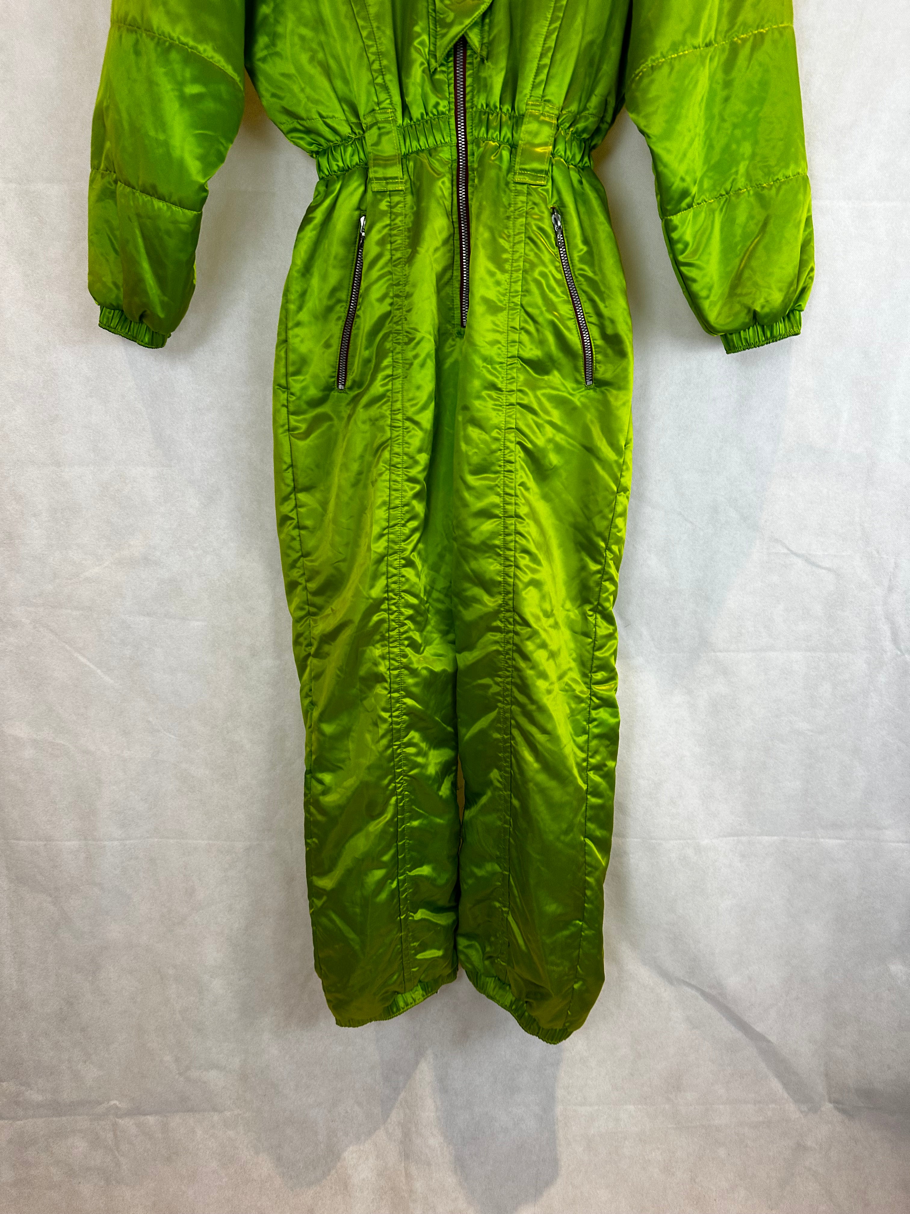 Vintage Skioverall in Grün mit glanz S/M