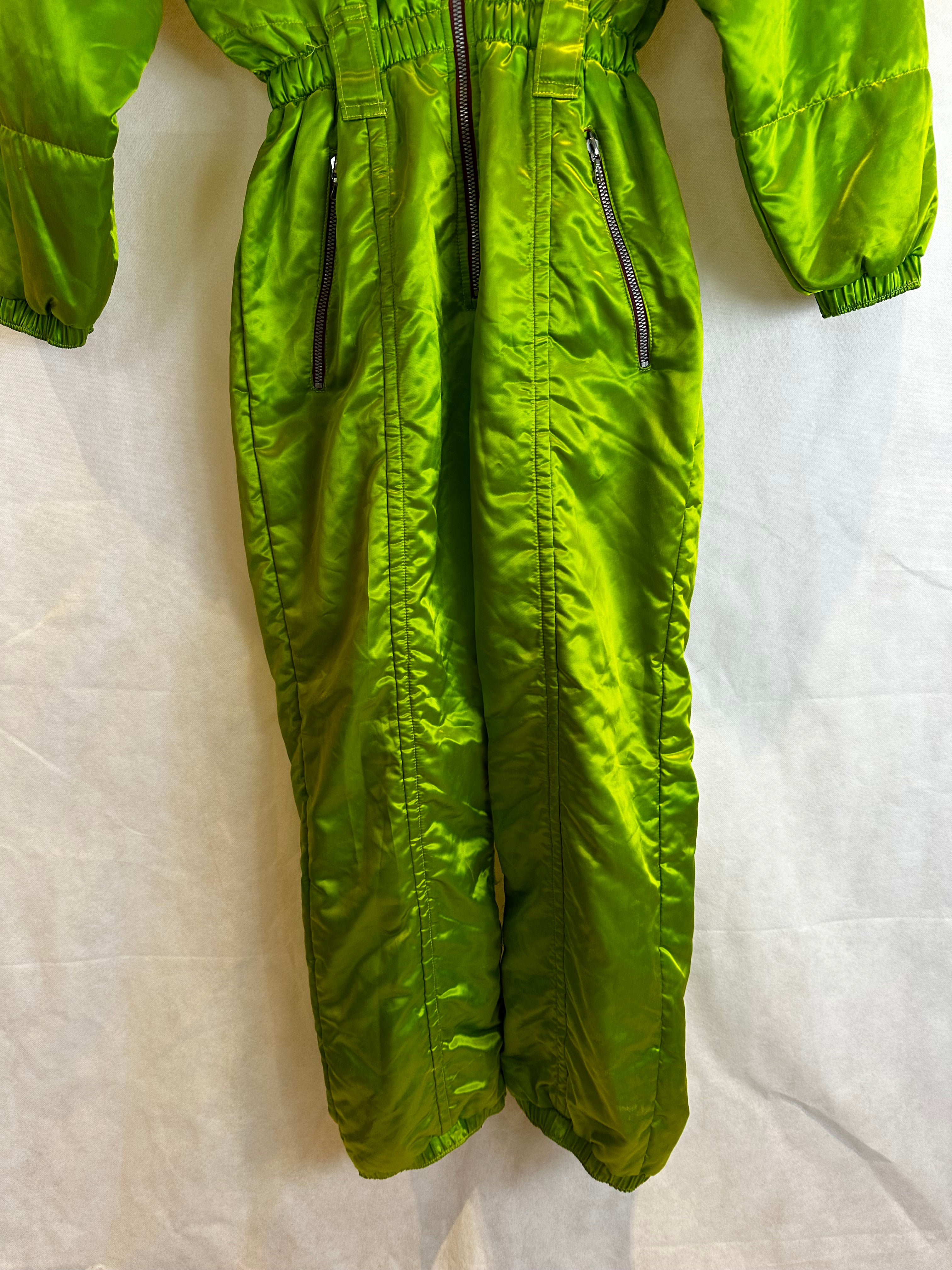 Vintage Skioverall in Grün mit glanz S/M