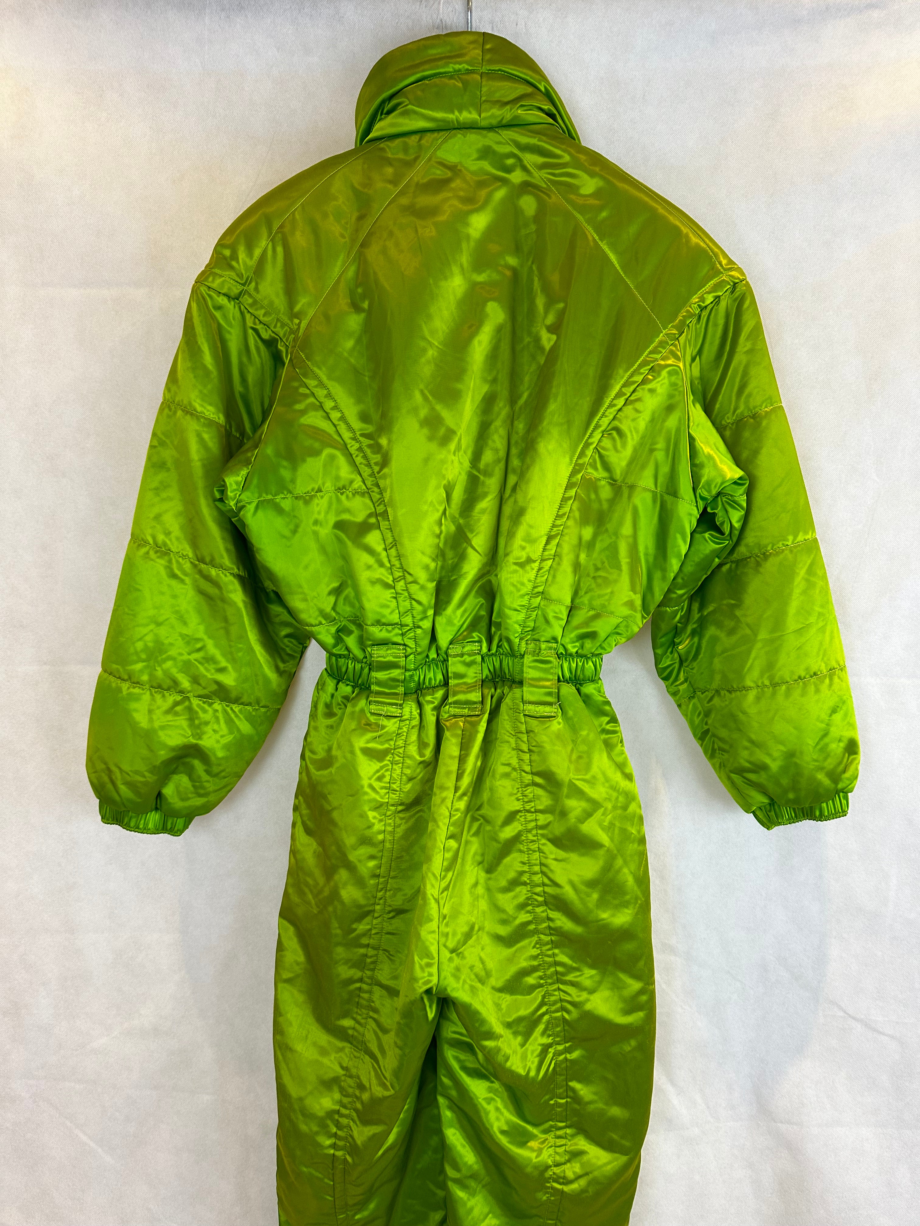 Vintage Skioverall in Grün mit glanz S/M