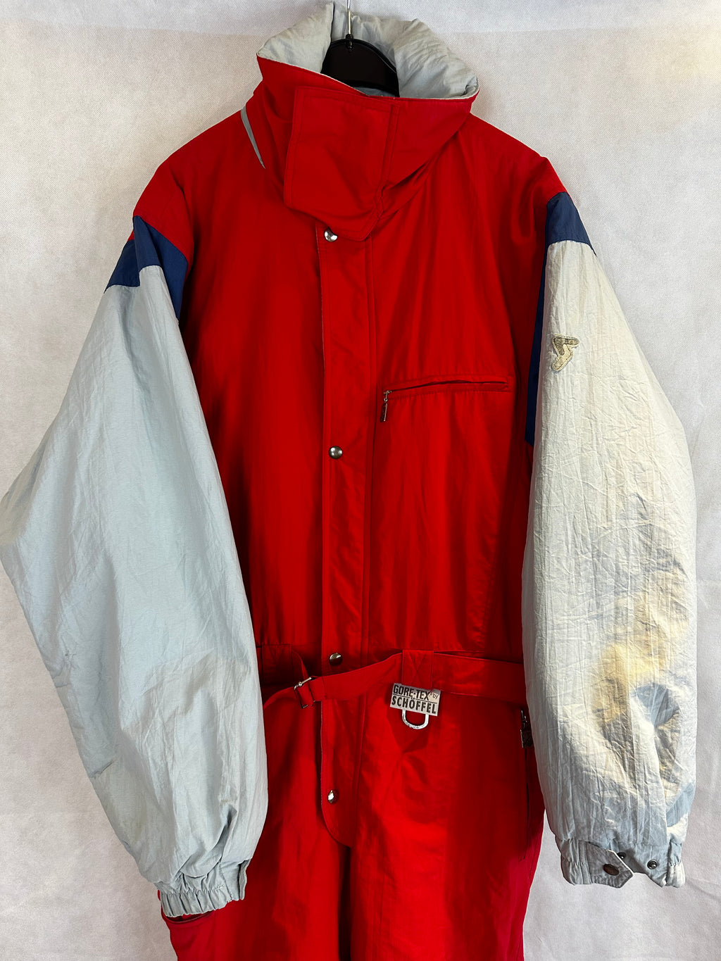 Vintage Skioverall von Schöffel in rot/weiss in L/XL