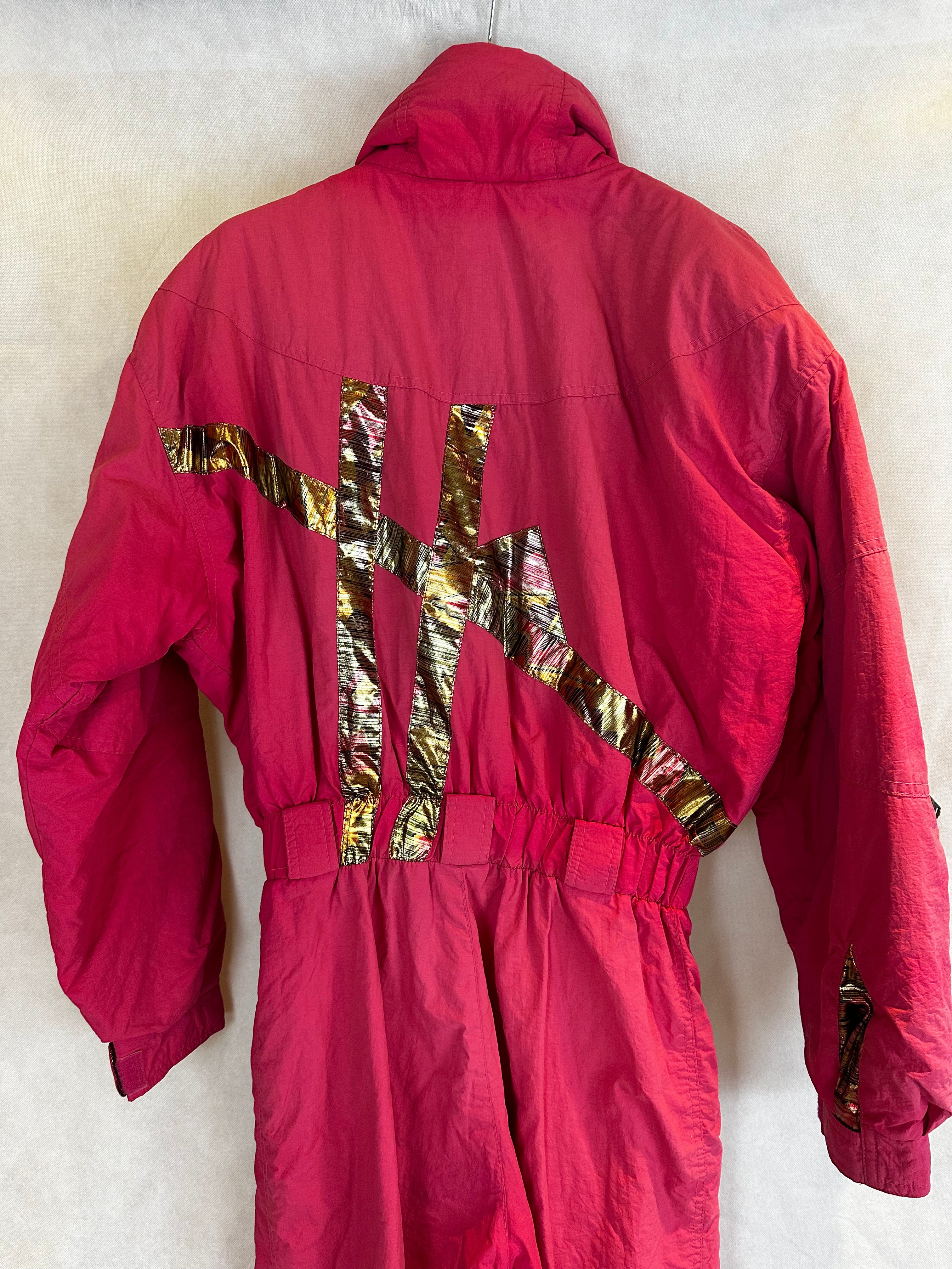 Vintage Skioverall von Sergio tachi in rosa/gold S/M