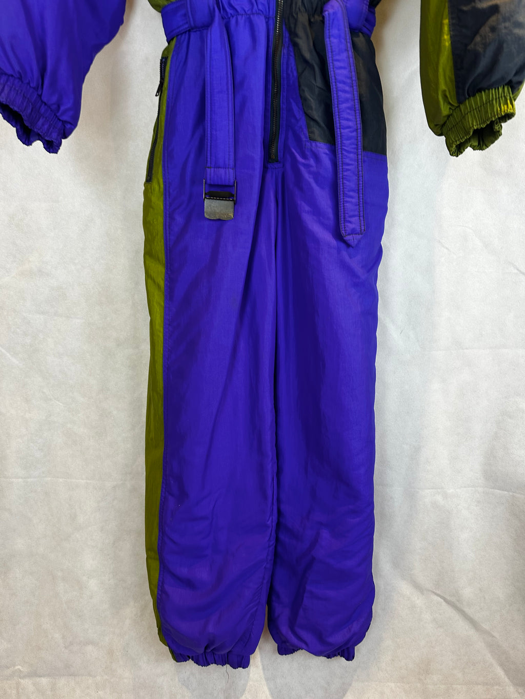 Vintage Skioverall in lila/grün i S/M
