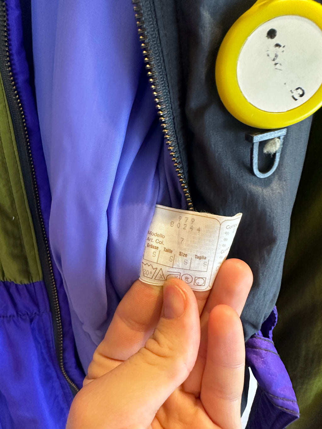 Vintage Skioverall in lila/grün i S/M