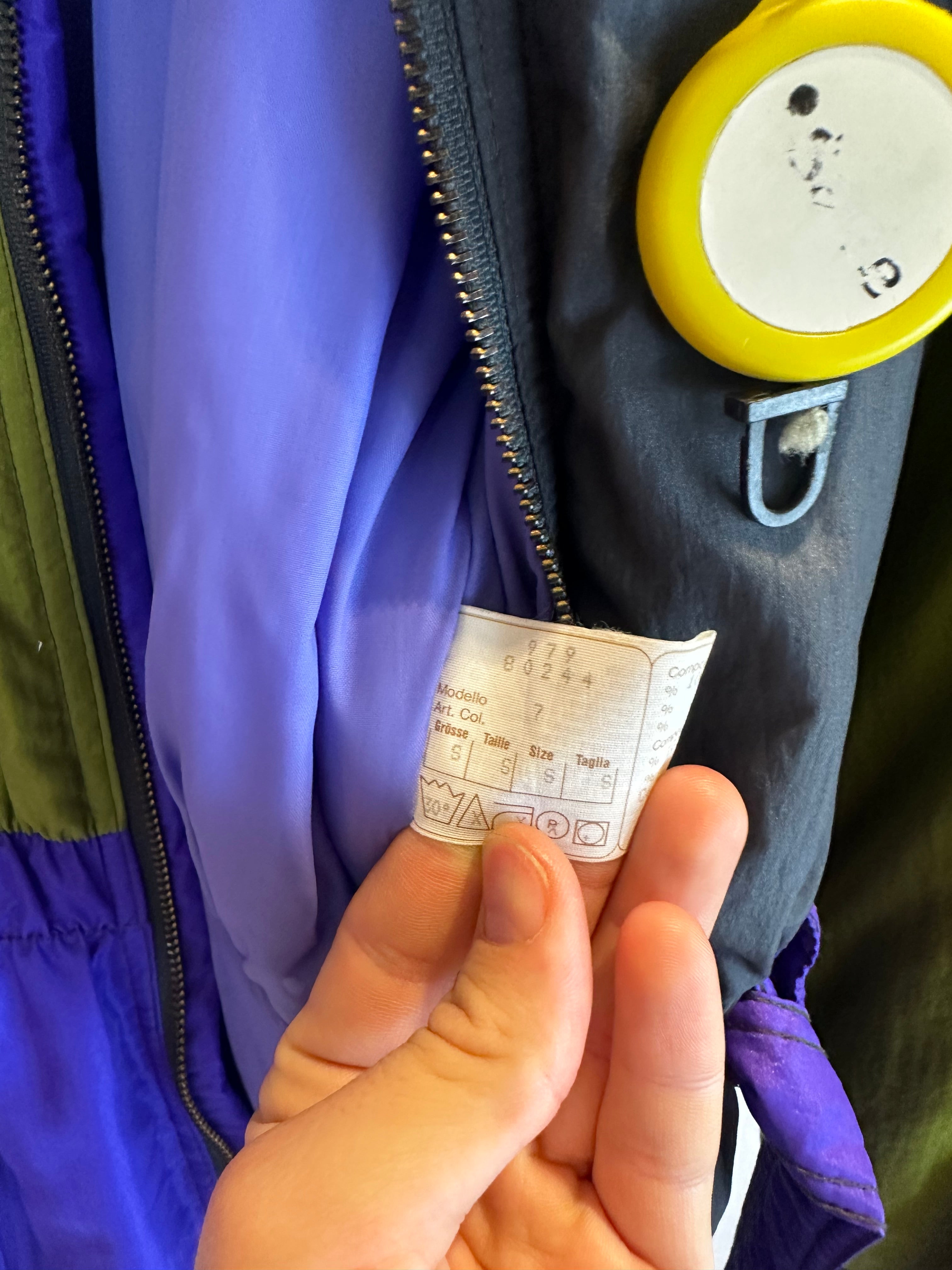 Vintage Skioverall in lila/grün i S/M