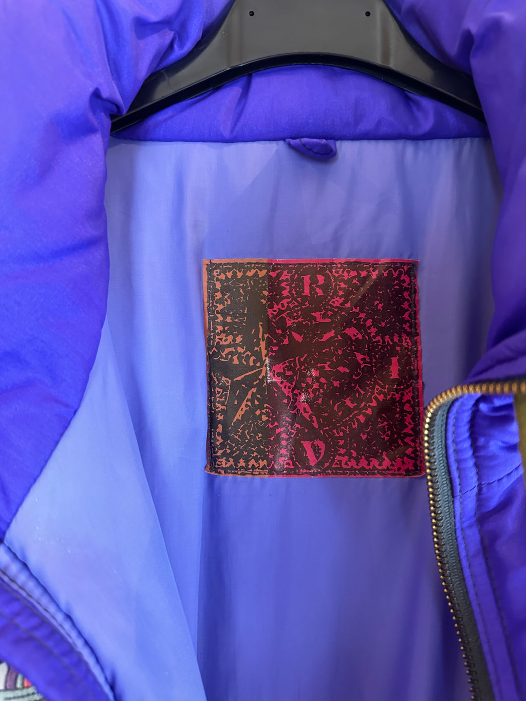 Vintage Skioverall in lila/grün i S/M