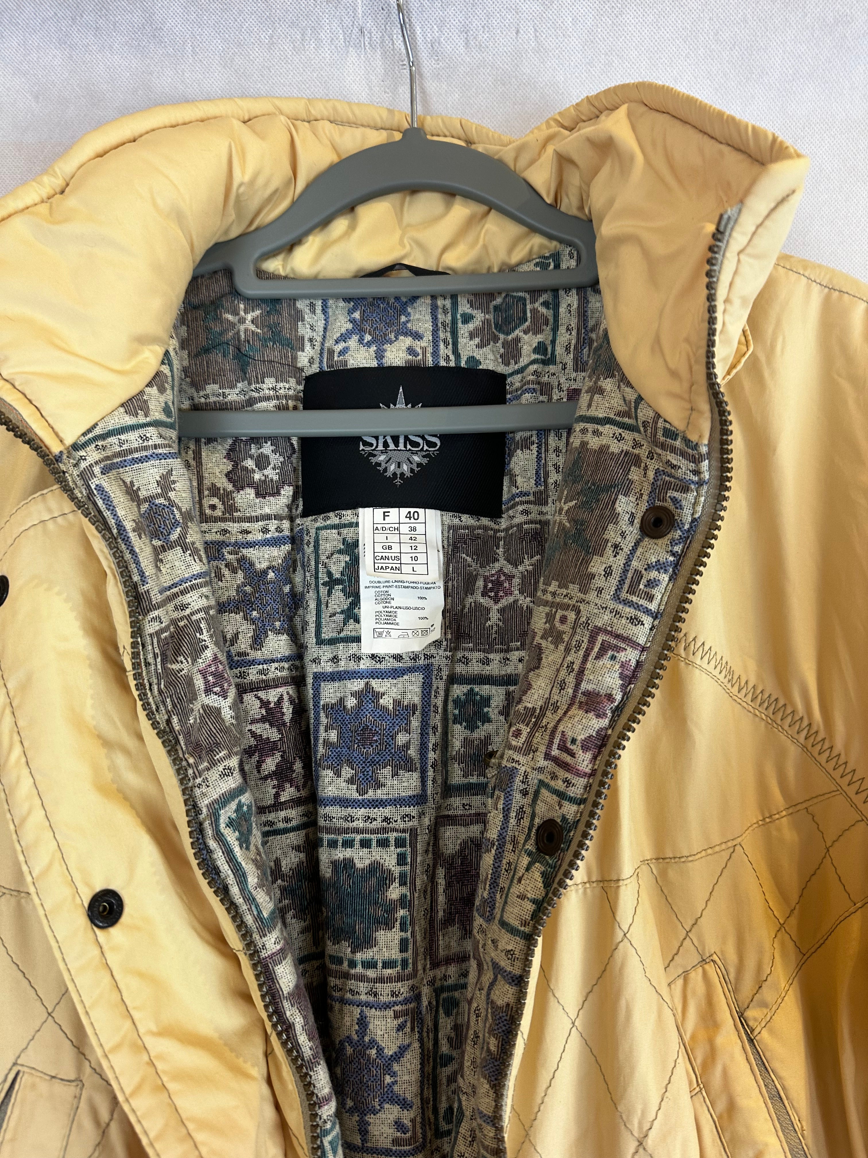 Vintage Skioverall in gelb mit Kaputze in S/M