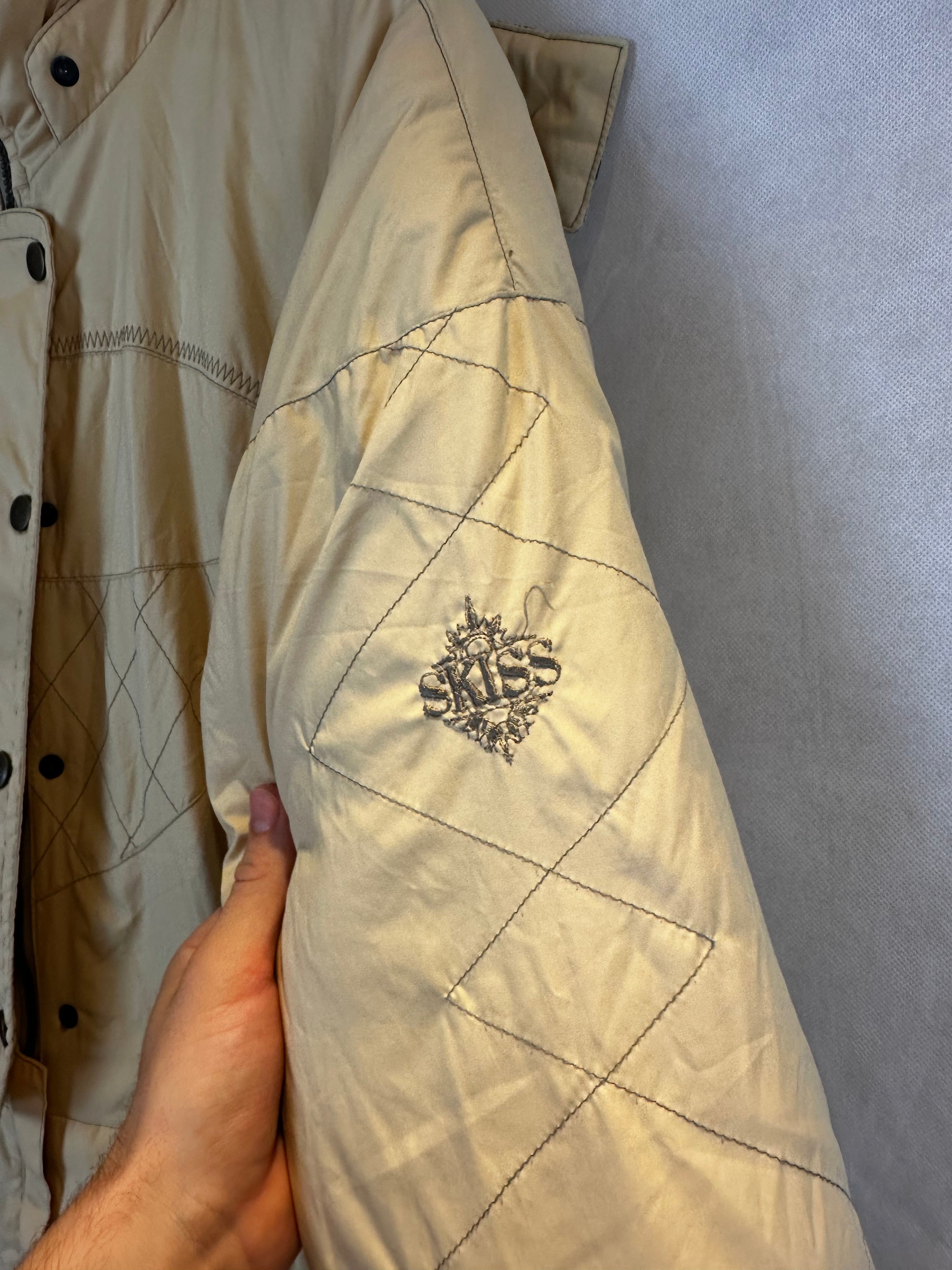 Vintage Skioverall in gelb mit Kaputze in S/M