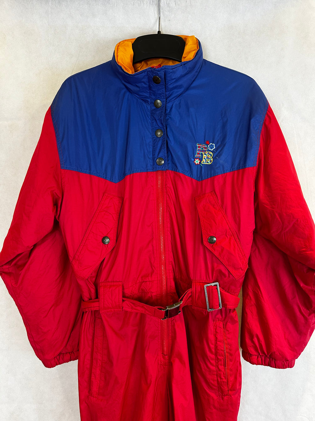 Vintage Skioverall in rot/blau in S