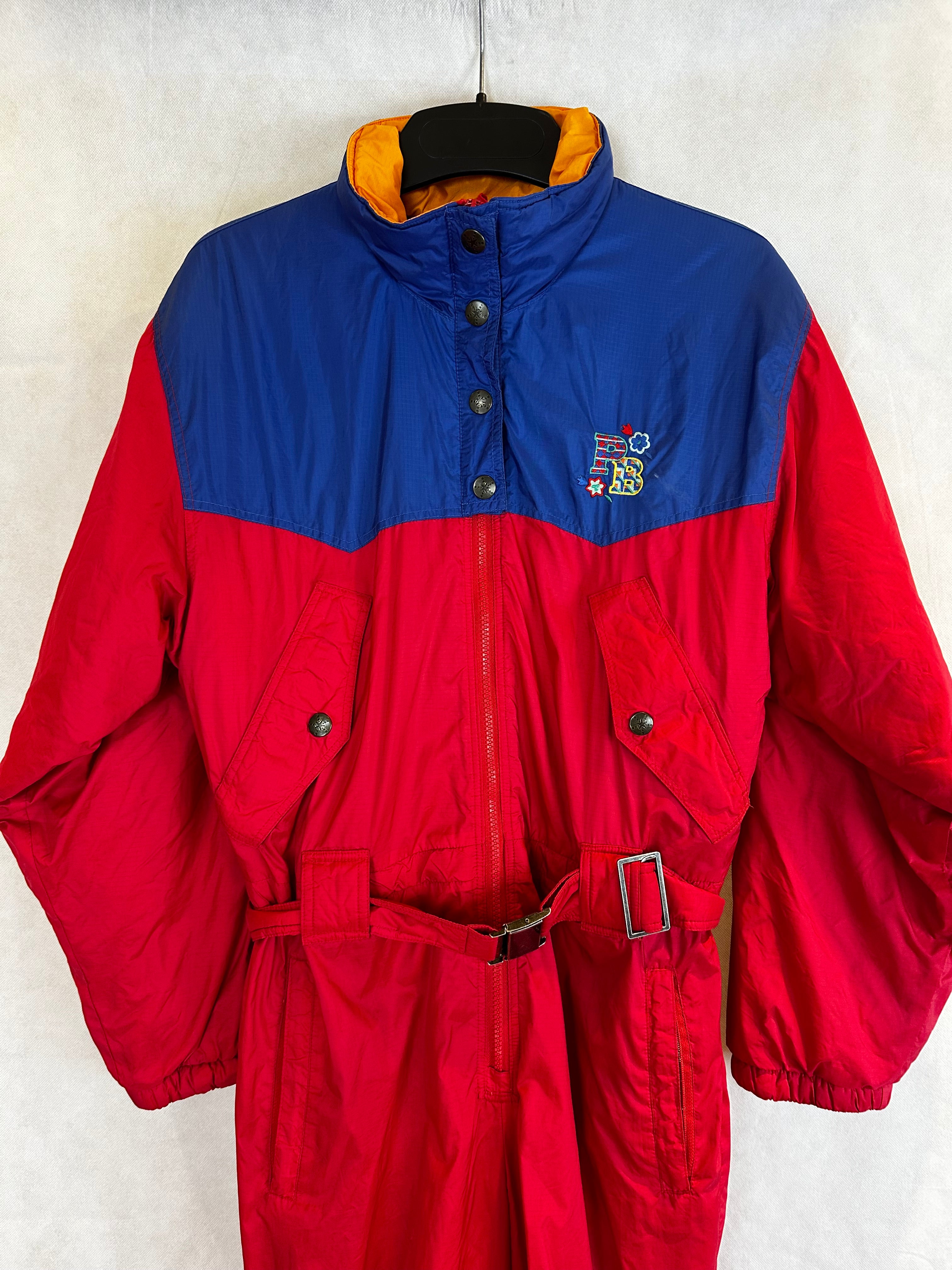 Vintage Skioverall in rot/blau in S