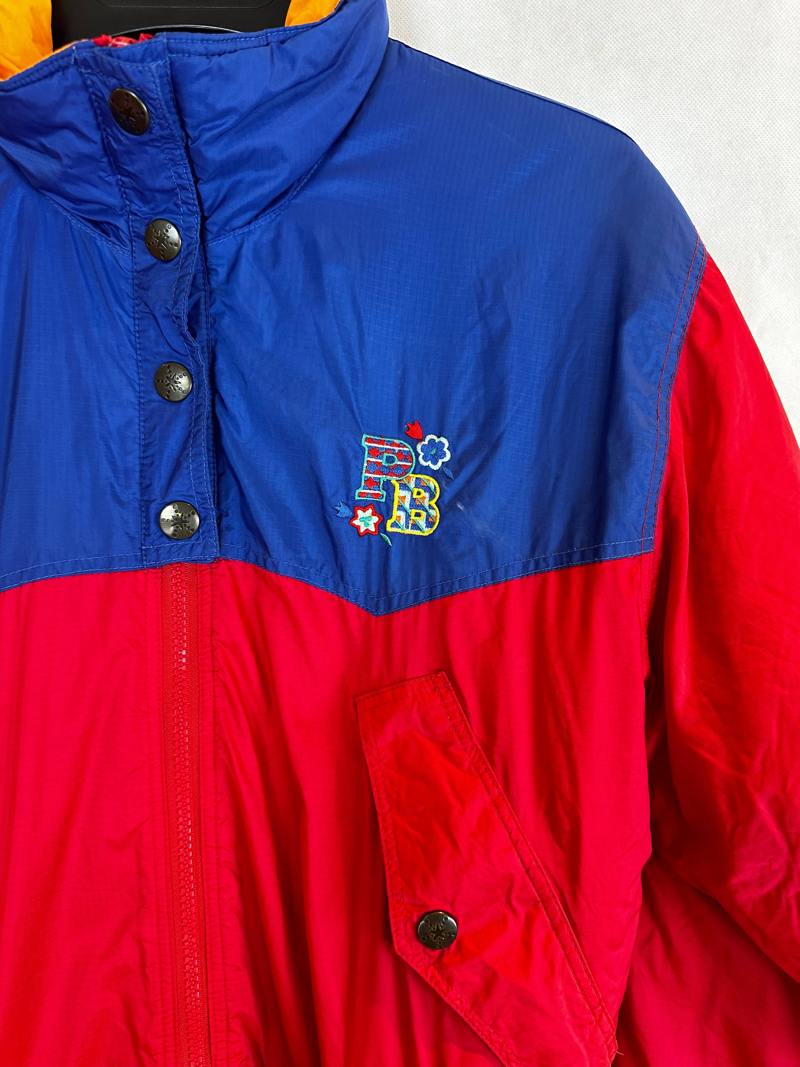 Vintage Skioverall in rot/blau in S