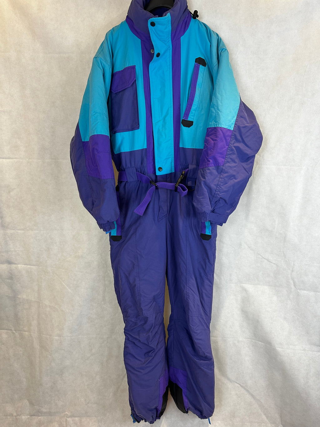 Vintage Skioverall in blau/lila in L
