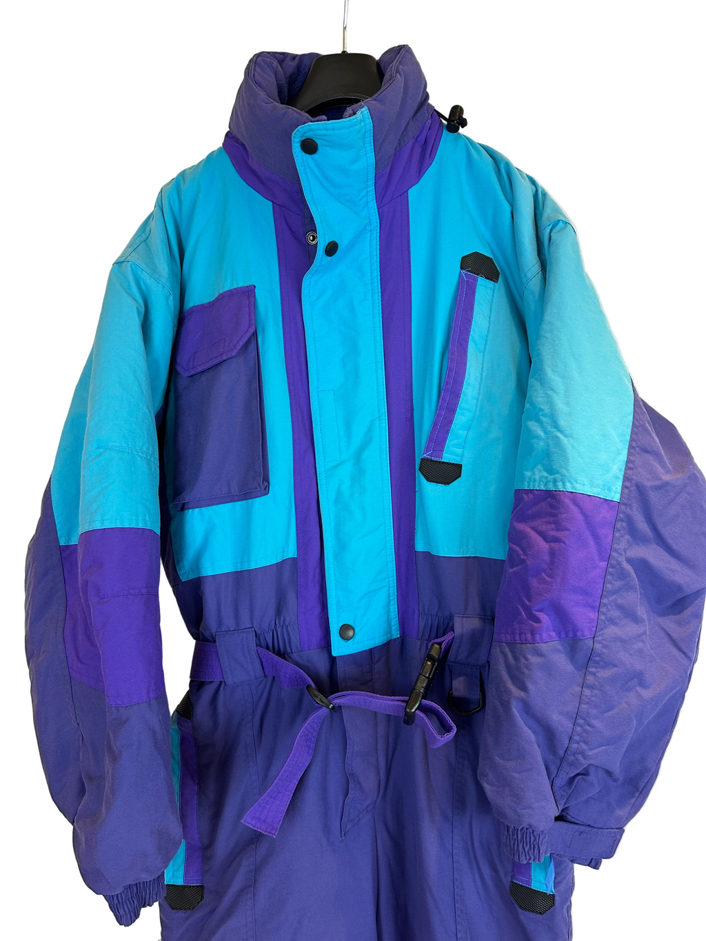 Vintage Skioverall in blau/lila in L