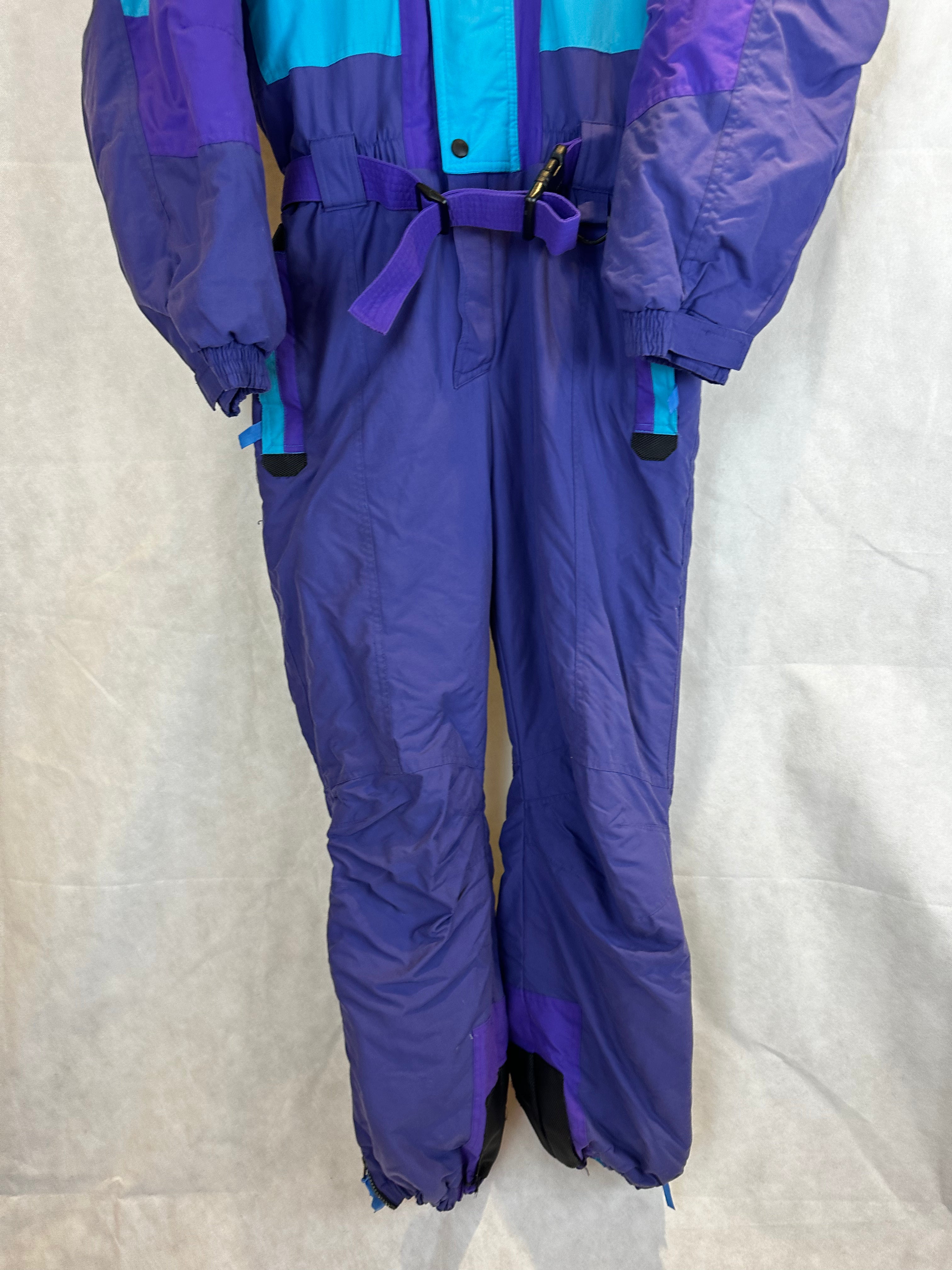 Vintage Skioverall in blau/lila in L