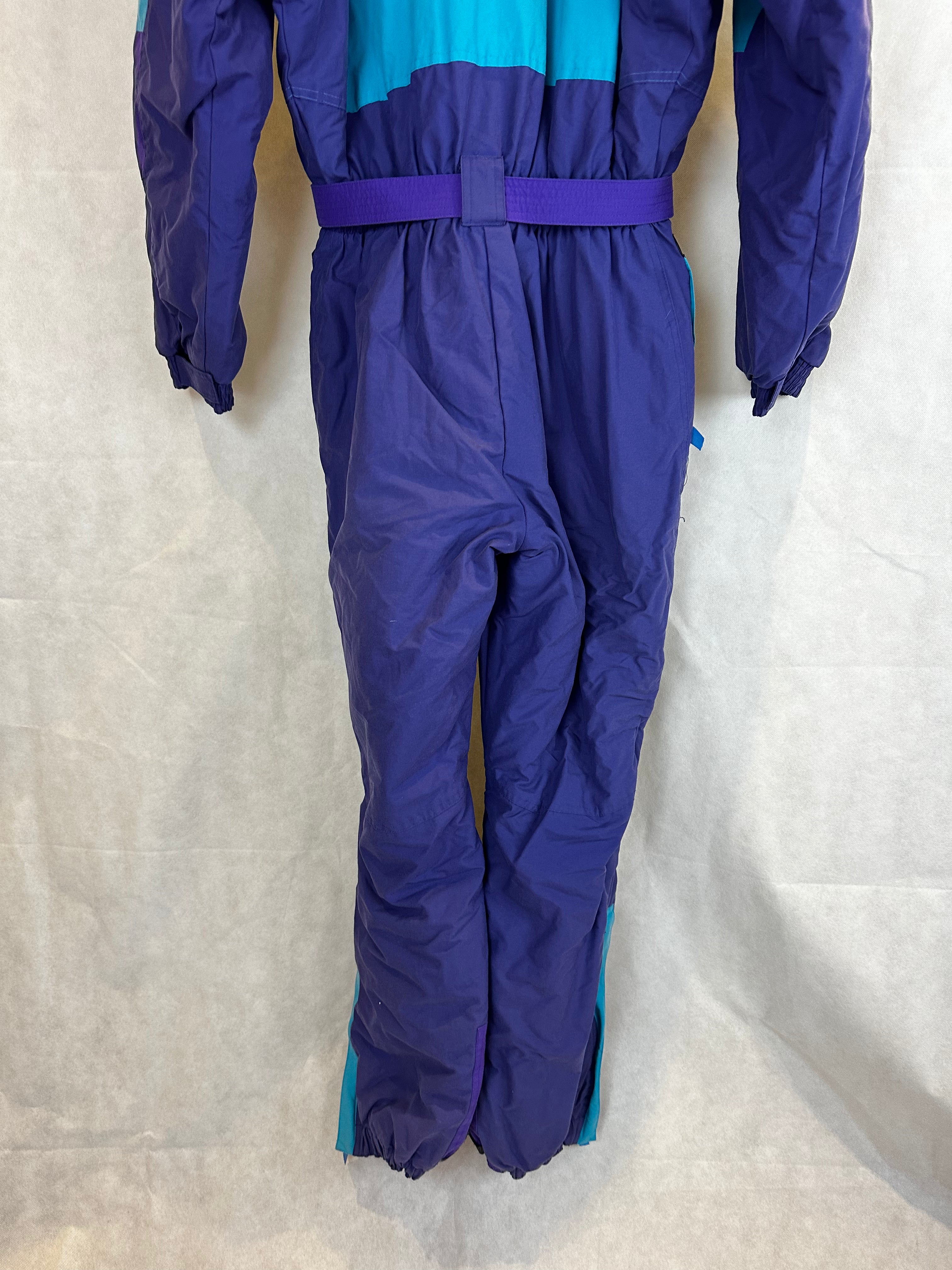 Vintage Skioverall in blau/lila in L