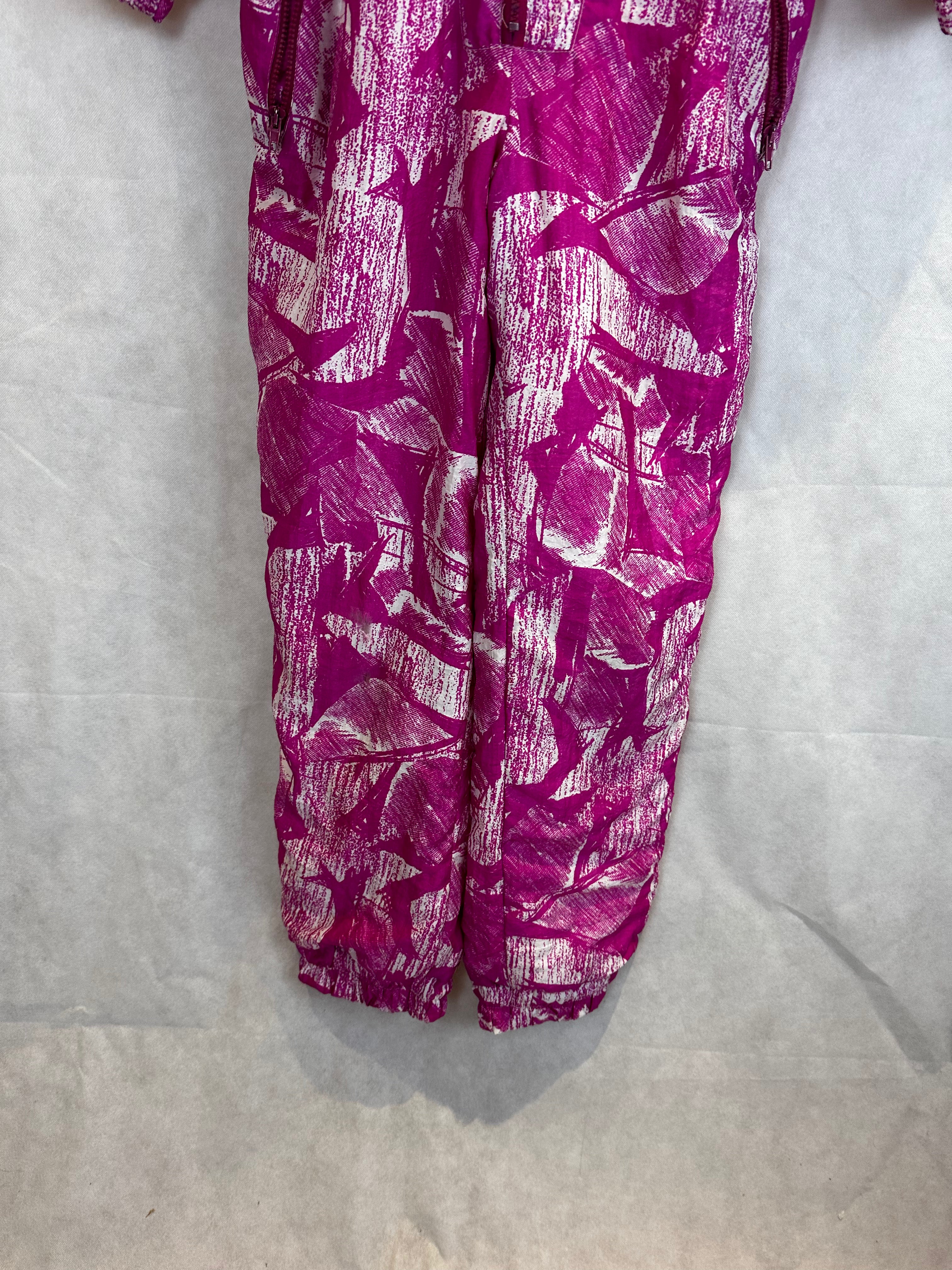 Vintage Skioverall in rosa/weiss in M Size 48