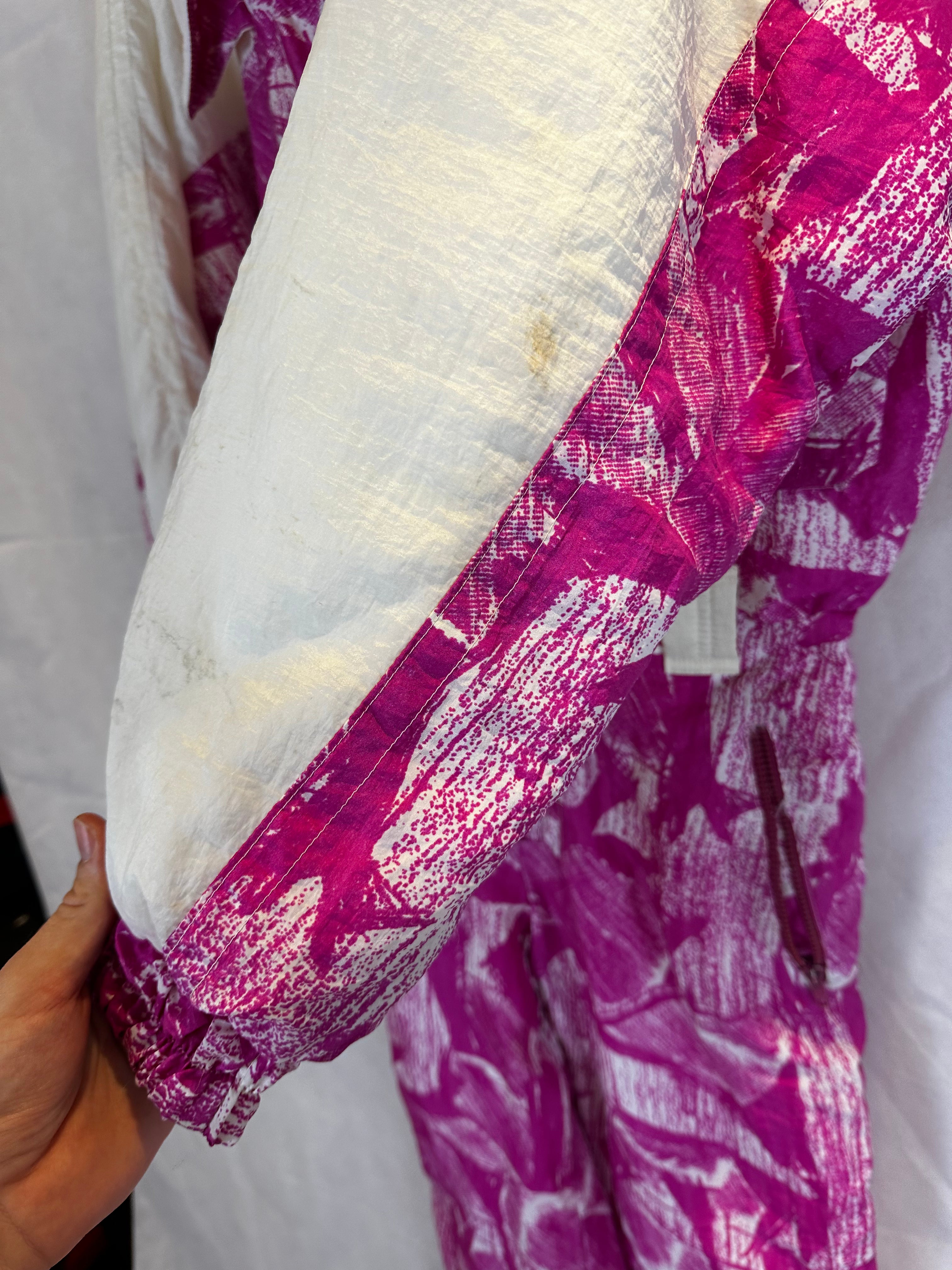 Vintage Skioverall in rosa/weiss in M Size 48