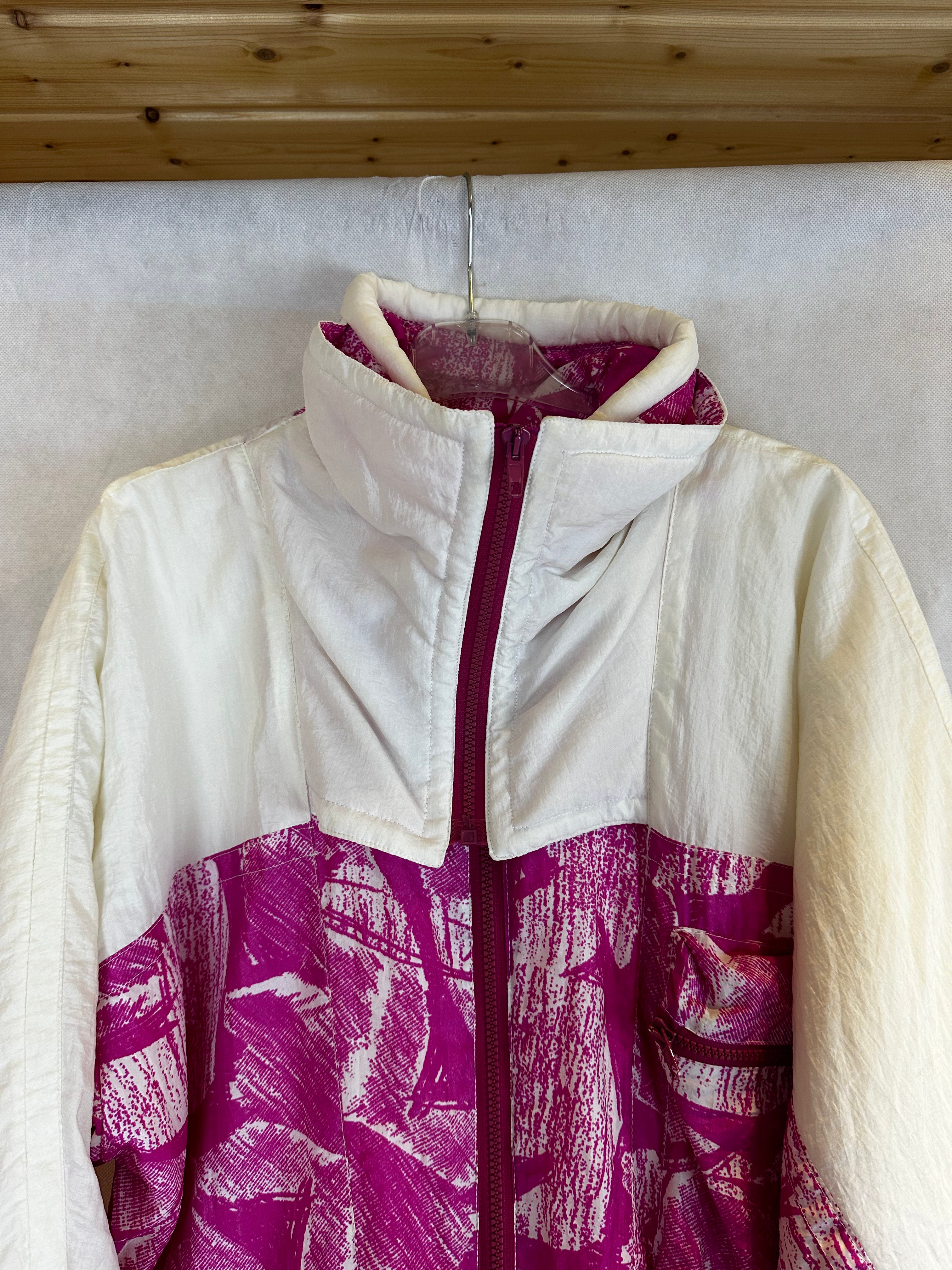 Vintage Skioverall in rosa/weiss in M Size 48