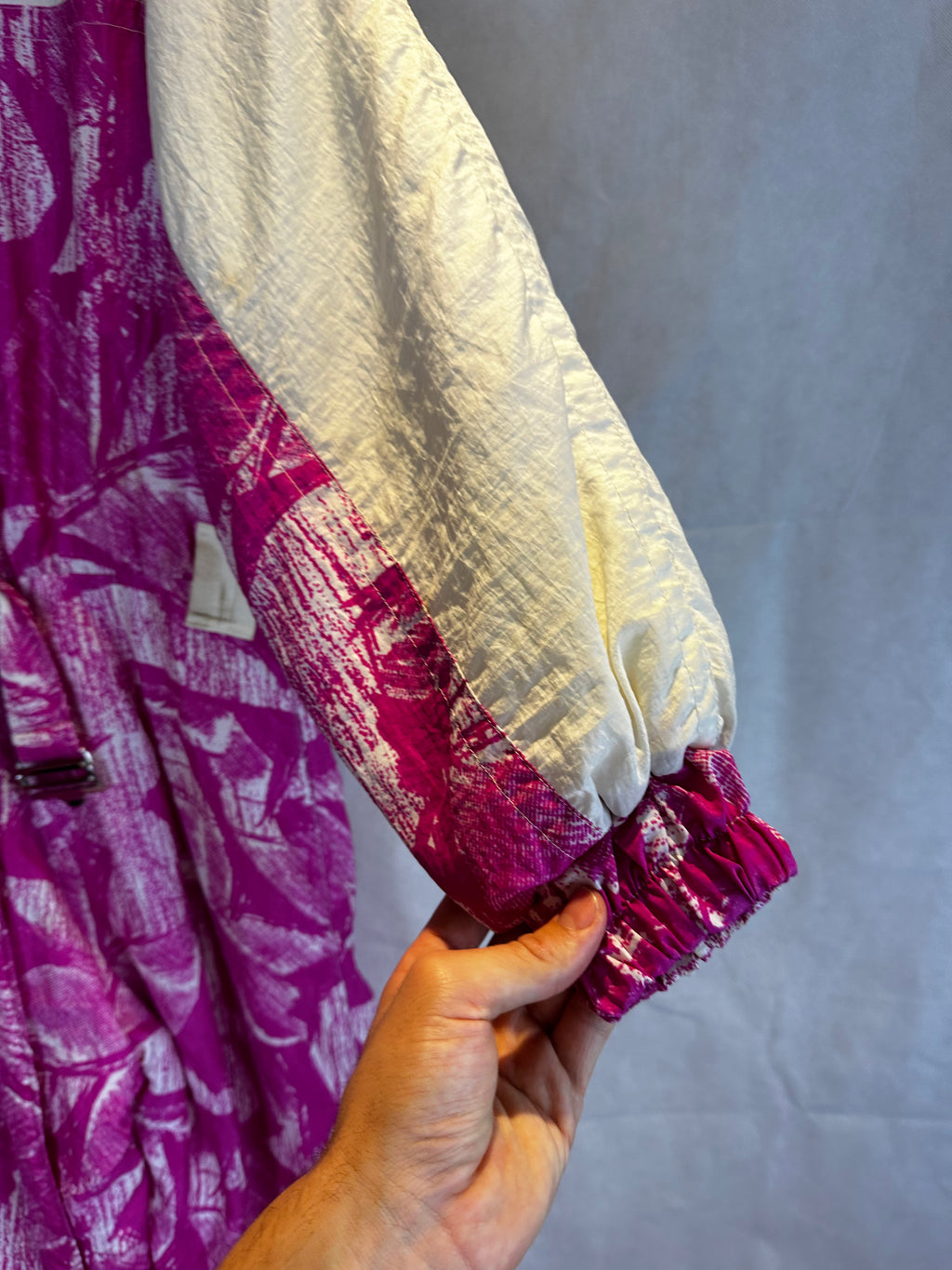 Vintage Skioverall in rosa/weiss in M Size 48