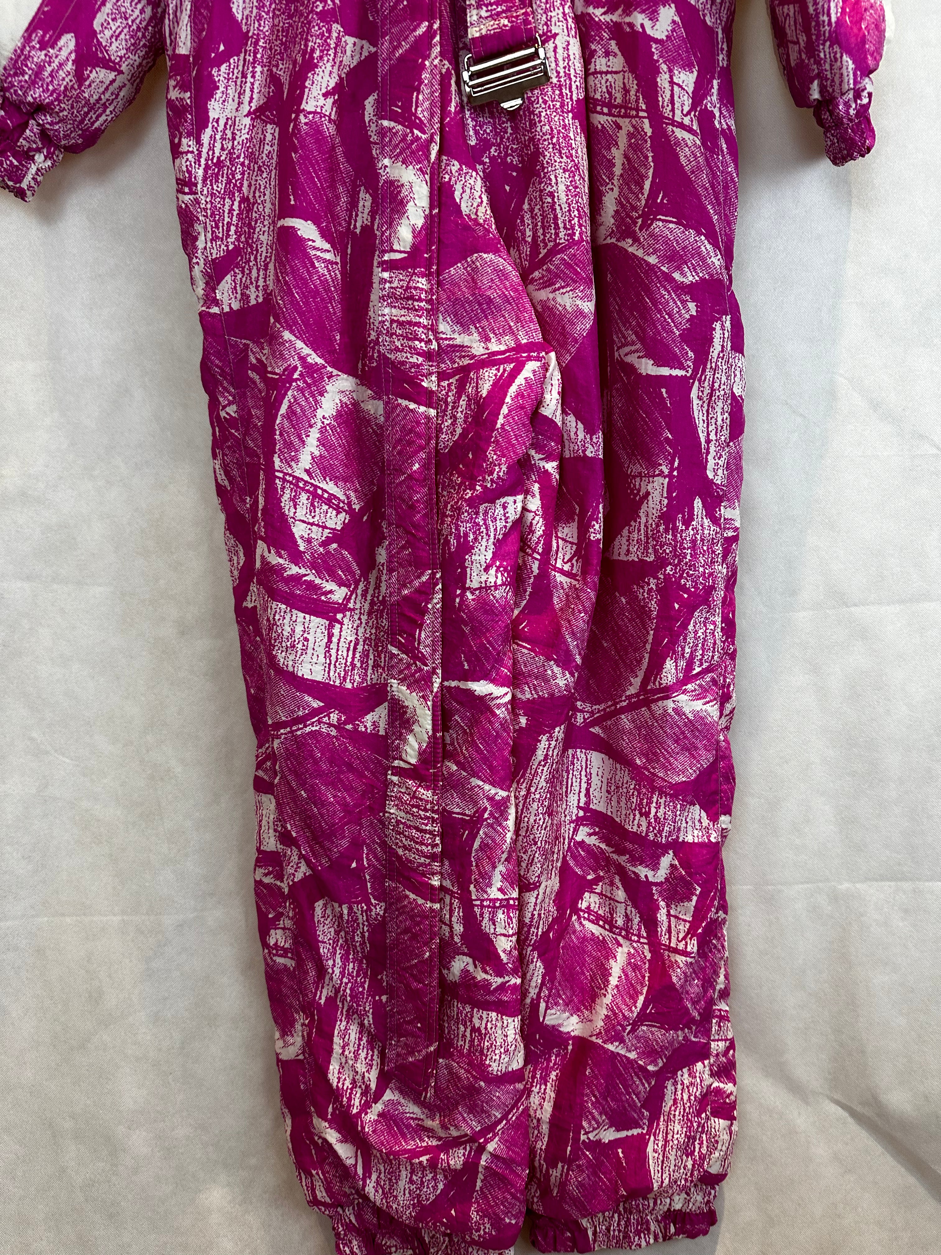 Vintage Skioverall in rosa/weiss in M Size 48