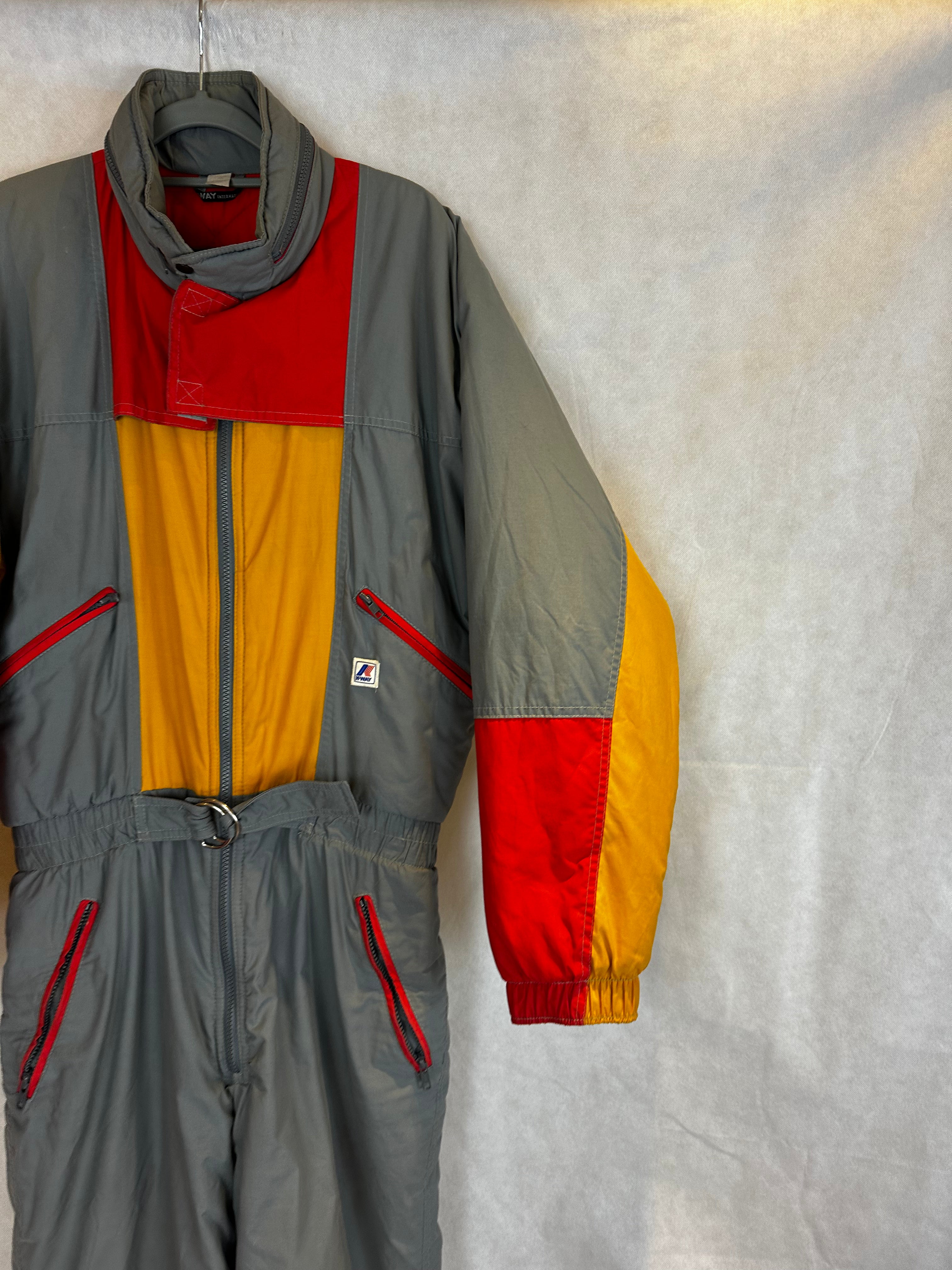 Vintage Skioverall von K-WAY in grau in L