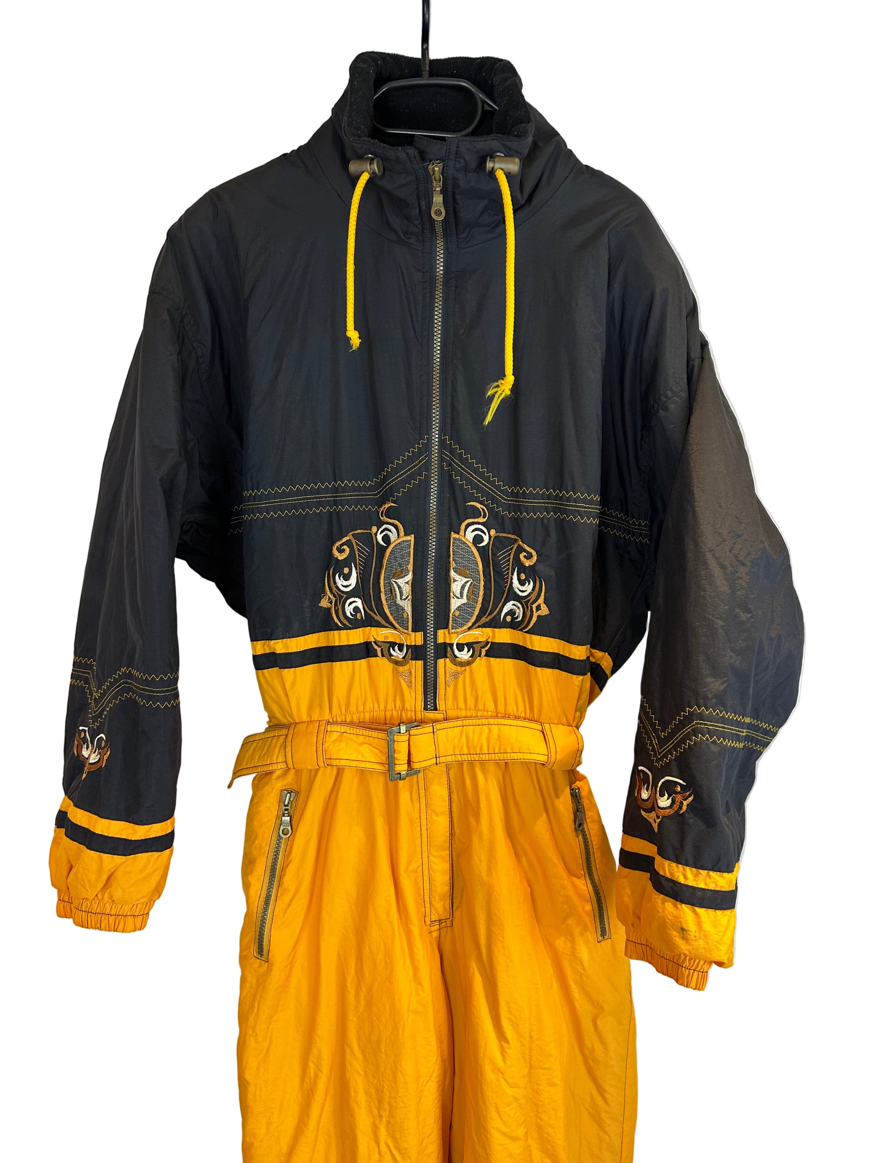 Vintage Skioverall von Diadora in gelb/schwarz in M