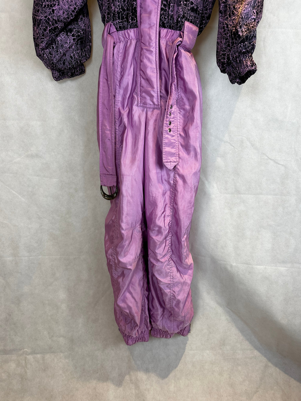Vintage Skioverall in rosa/schwarz in S/M