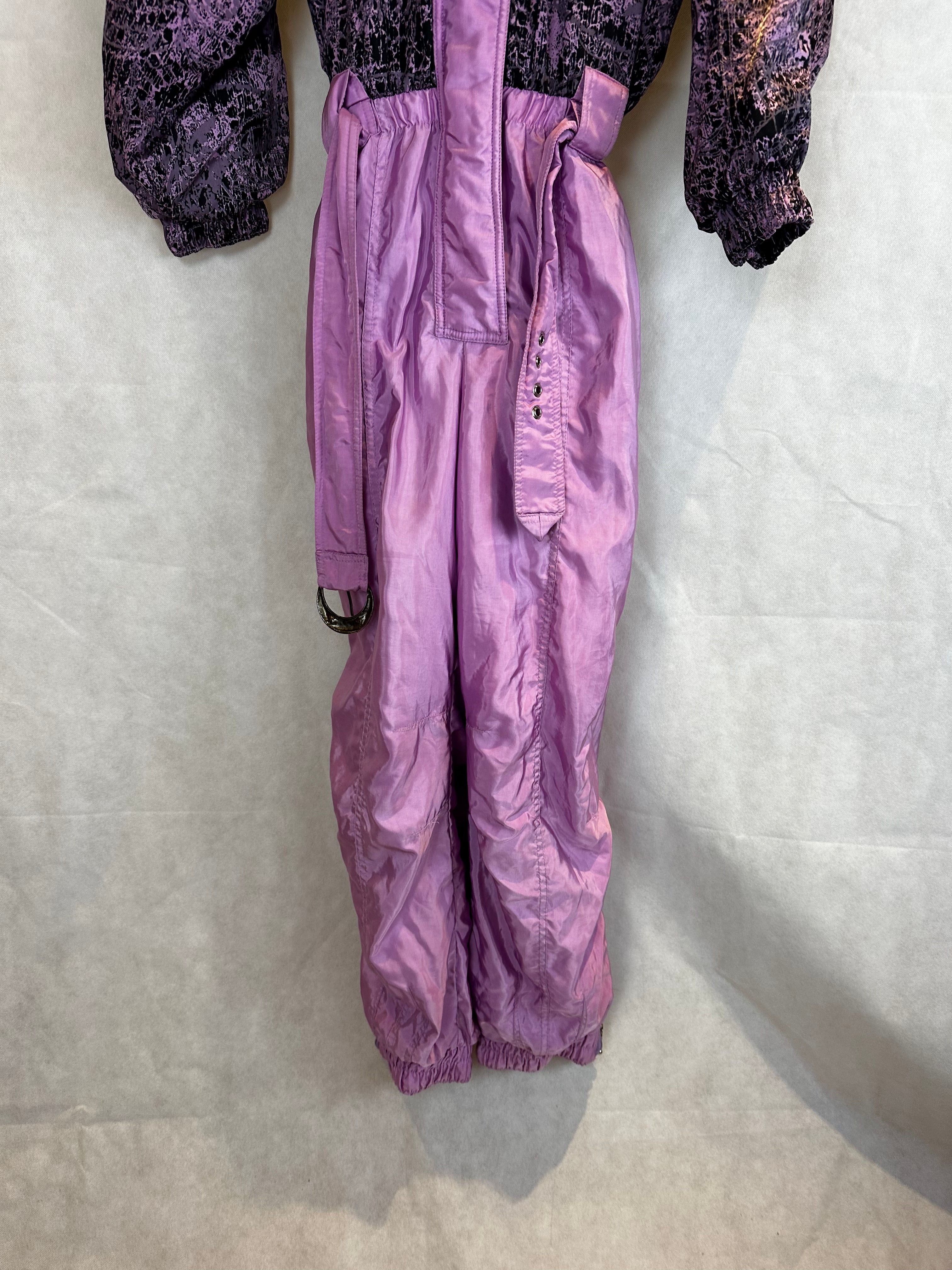 Vintage Skioverall in rosa/schwarz in S/M