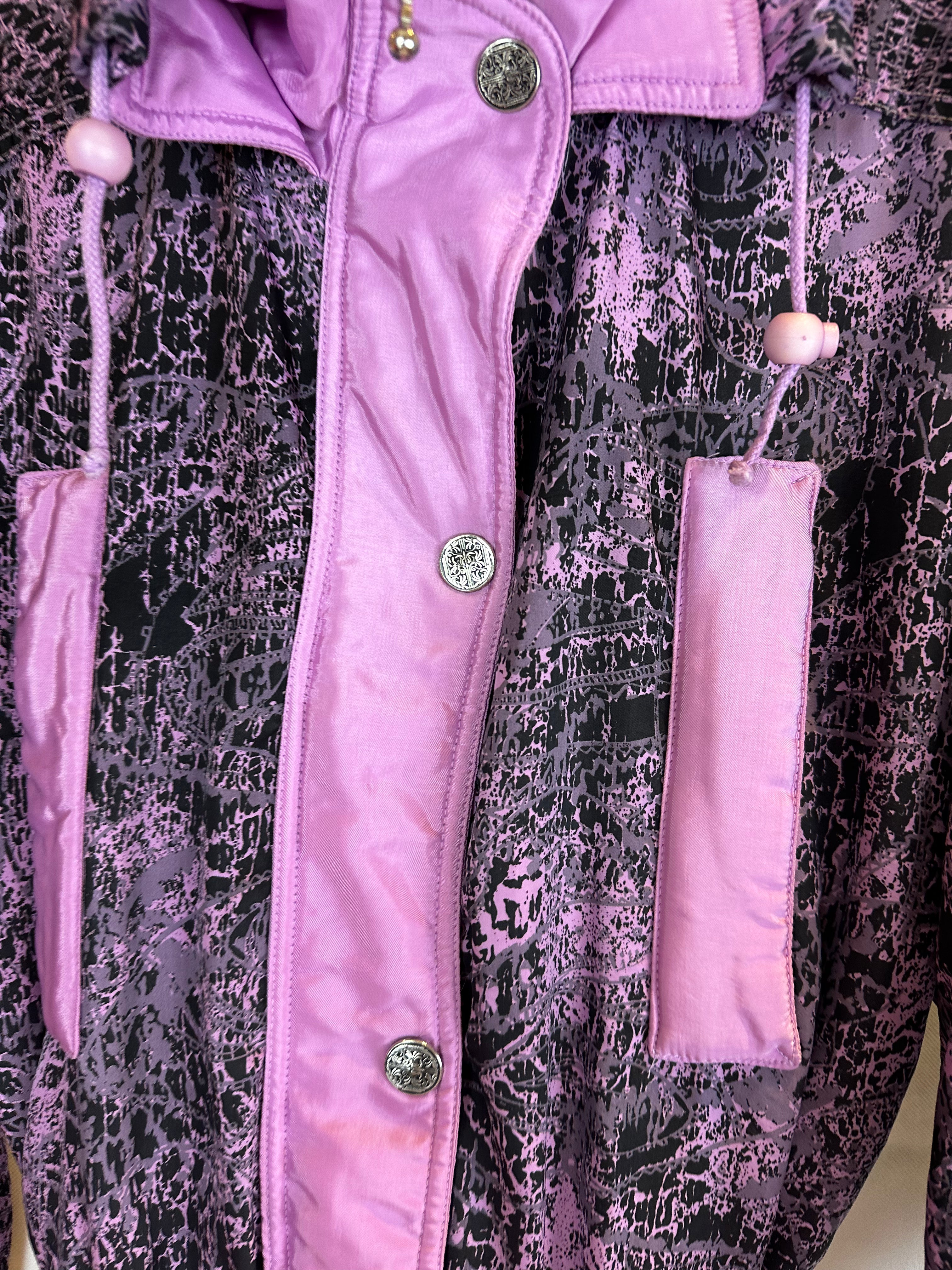 Vintage Skioverall in rosa/schwarz in S/M