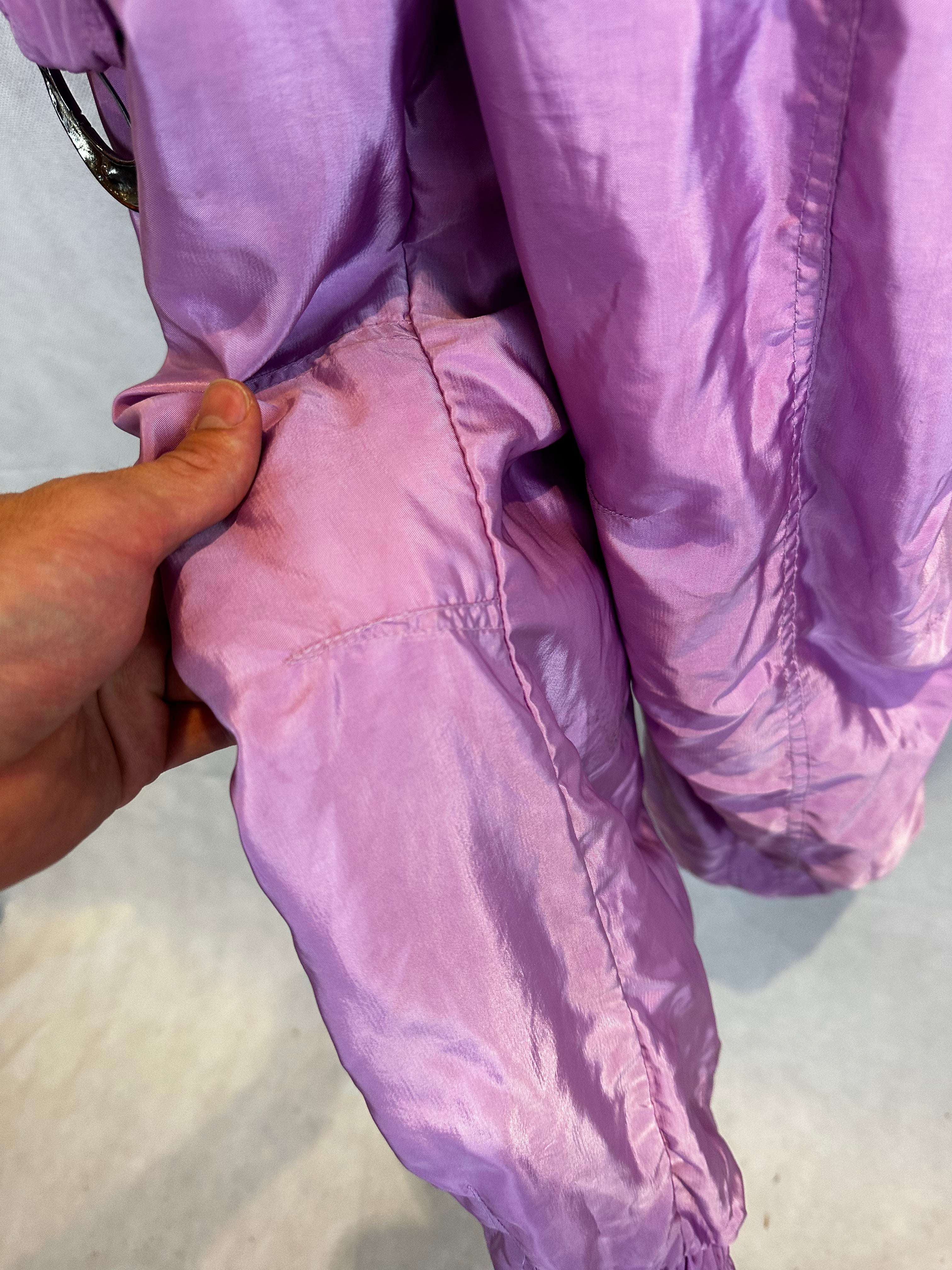 Vintage Skioverall in rosa/schwarz in S/M