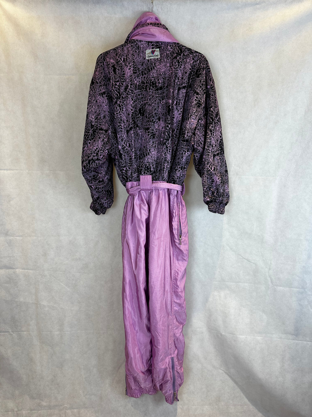 Vintage Skioverall in rosa/schwarz in S/M