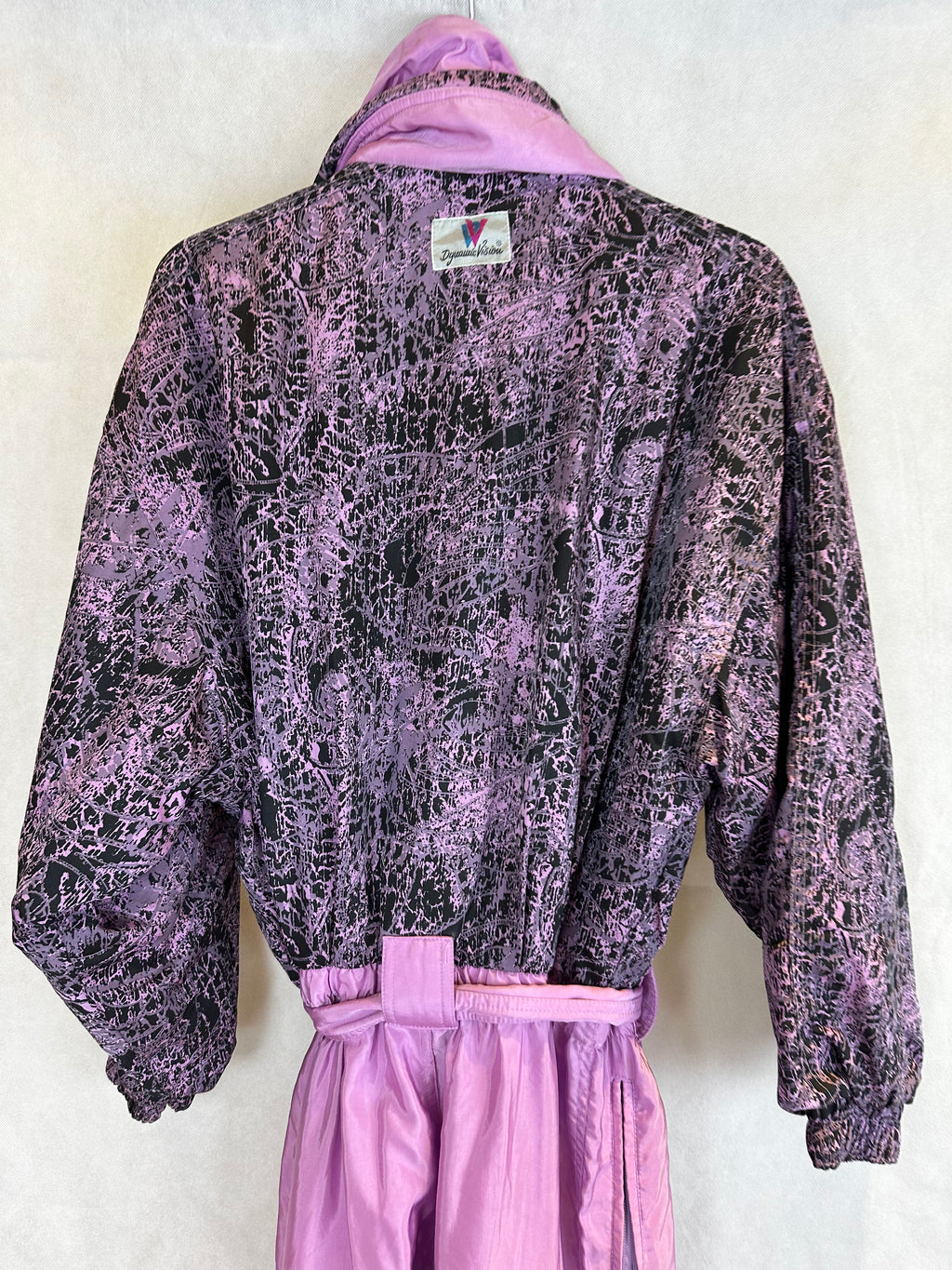 Vintage Skioverall in rosa/schwarz in S/M