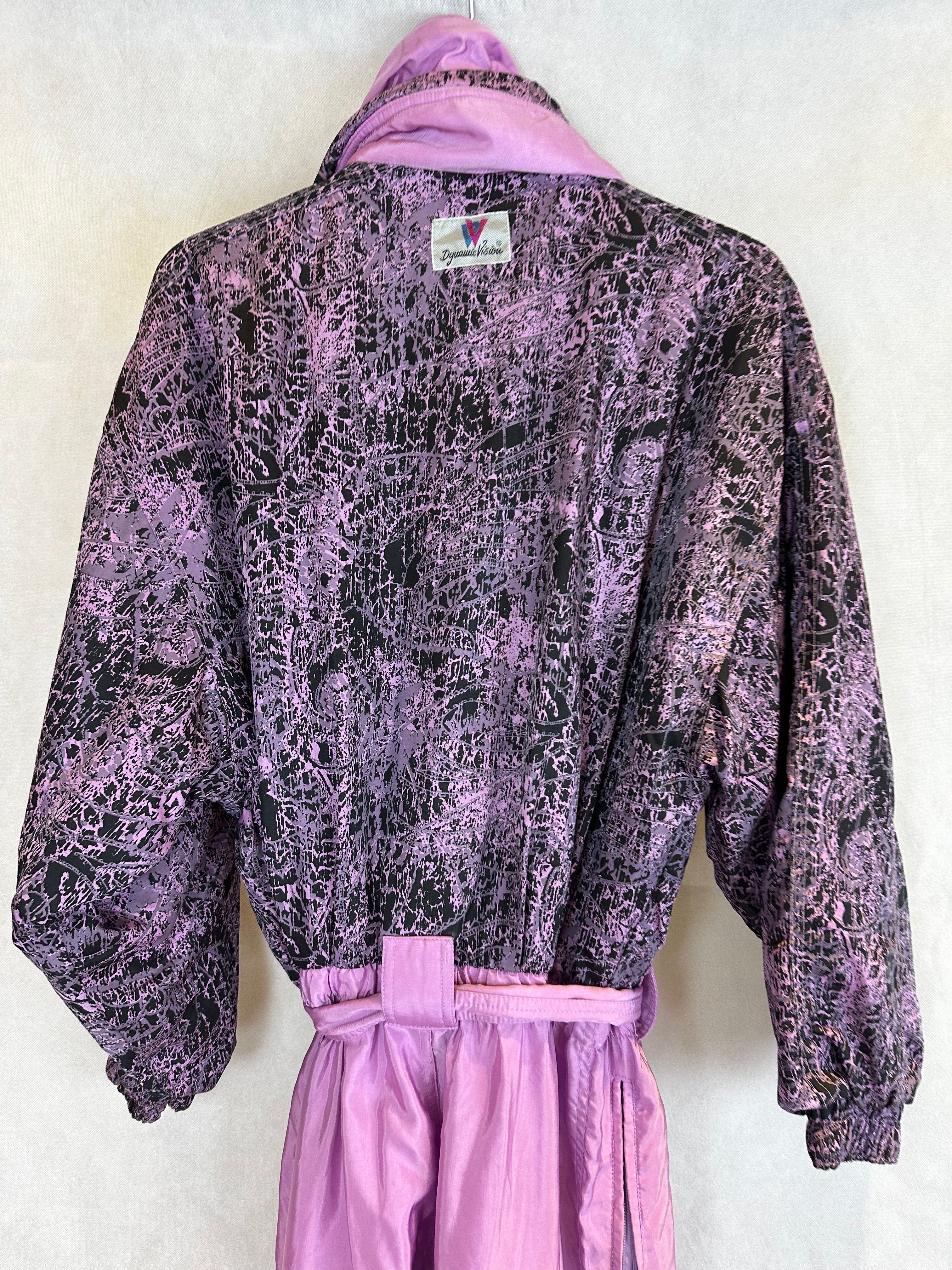 Vintage Skioverall in rosa/schwarz in S/M