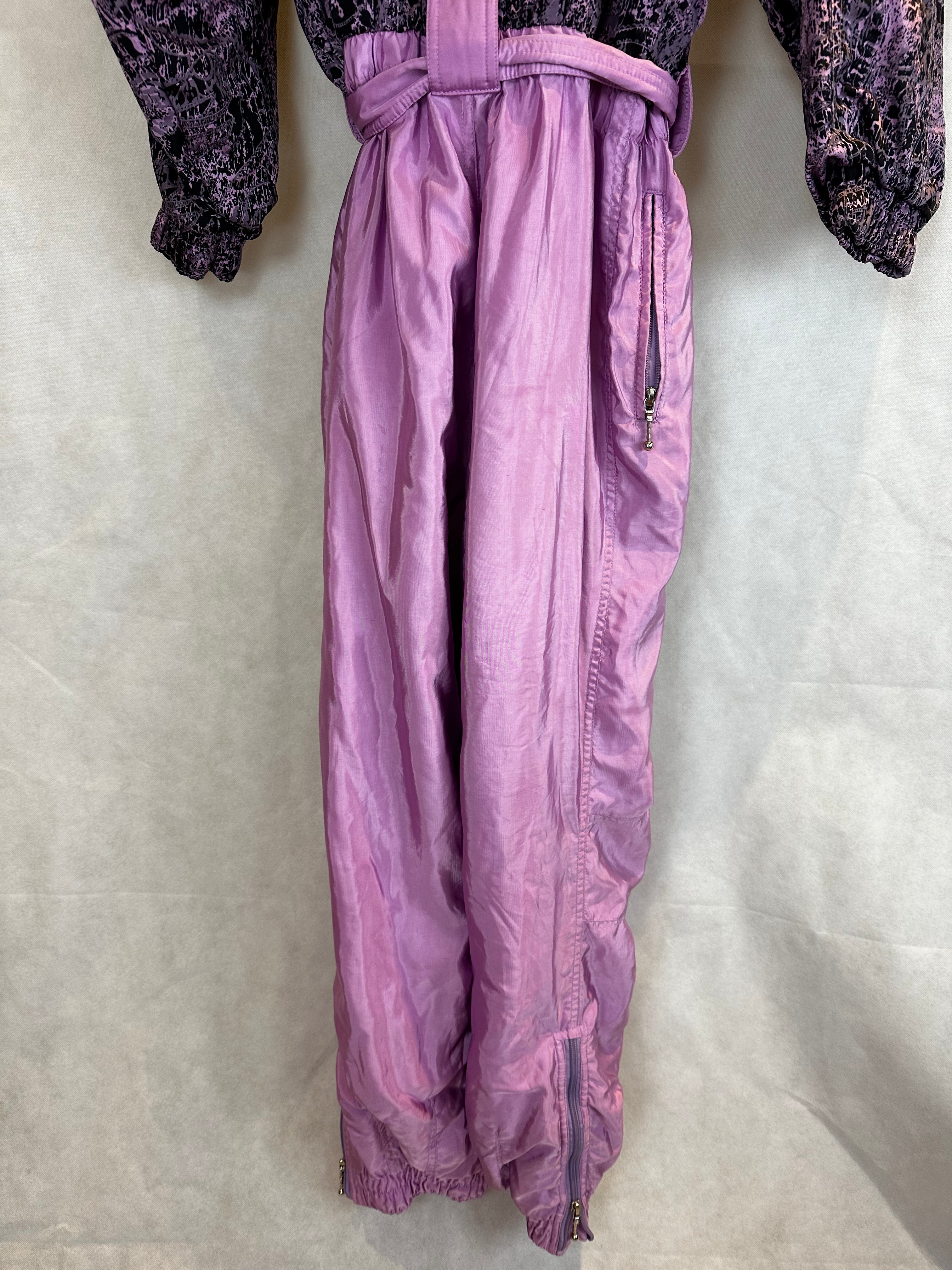 Vintage Skioverall in rosa/schwarz in S/M