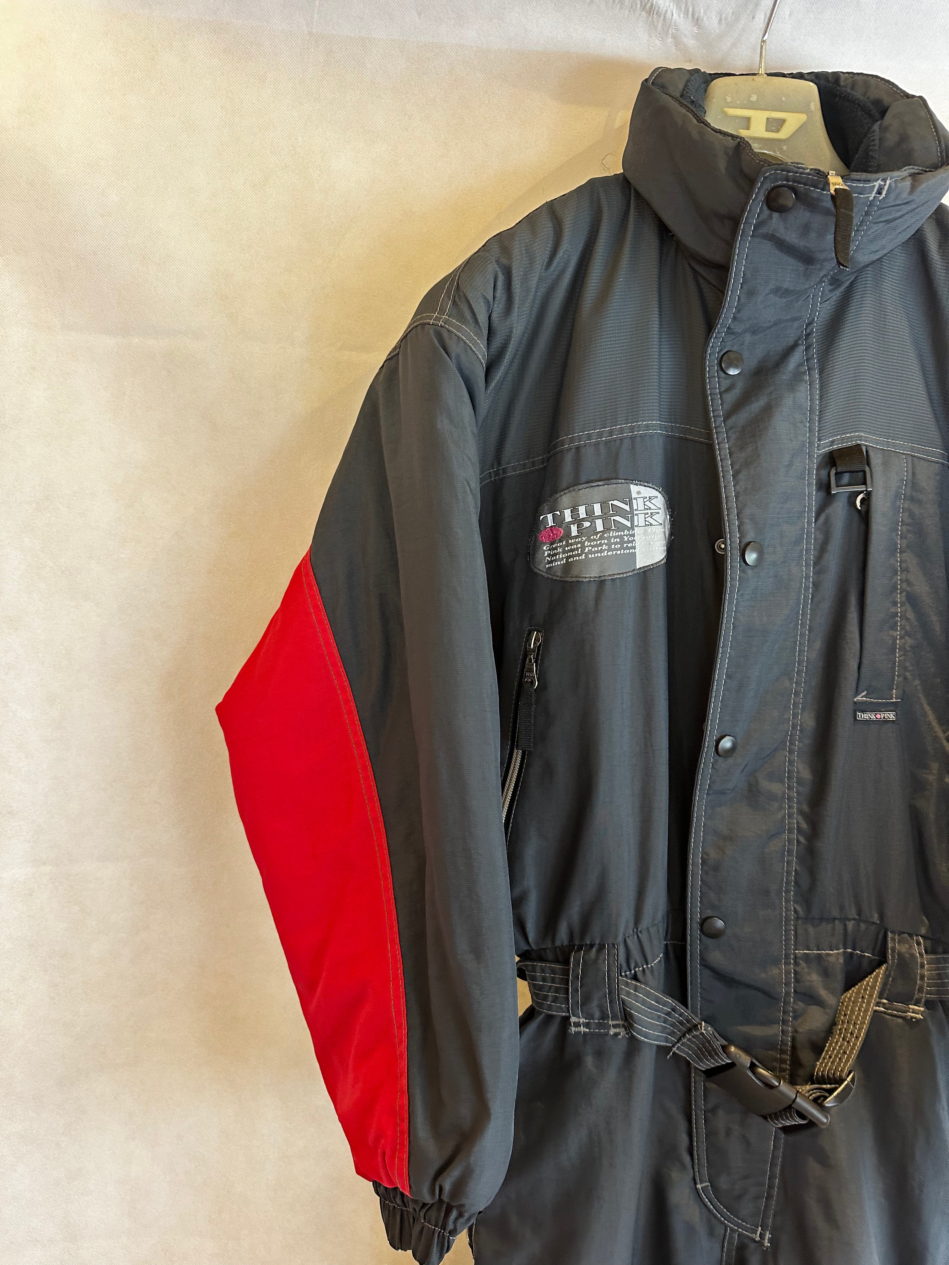 Vintage Skioverall von pink point in schwarz in L